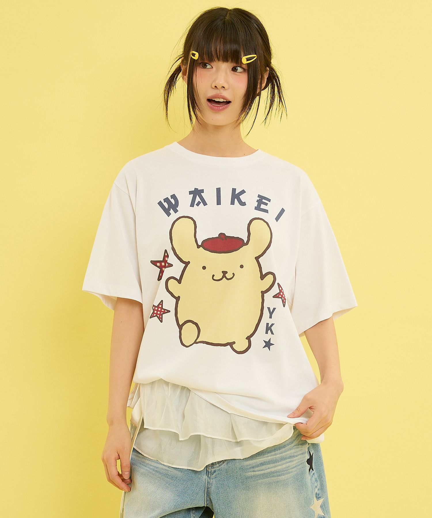 Wai Kei☆POMPOMPURIN Graphic Half Sleeve T-shirt MUSINSA | WAI KEI Pompompurin with star short sleeve t-shirt