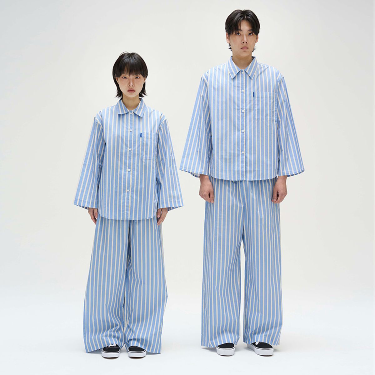 핀카(FINCA) BL107 클래식 홈웨어 파자마 셋업_블루 레이어 스트라이프 2SIZES (선물패키지포함)