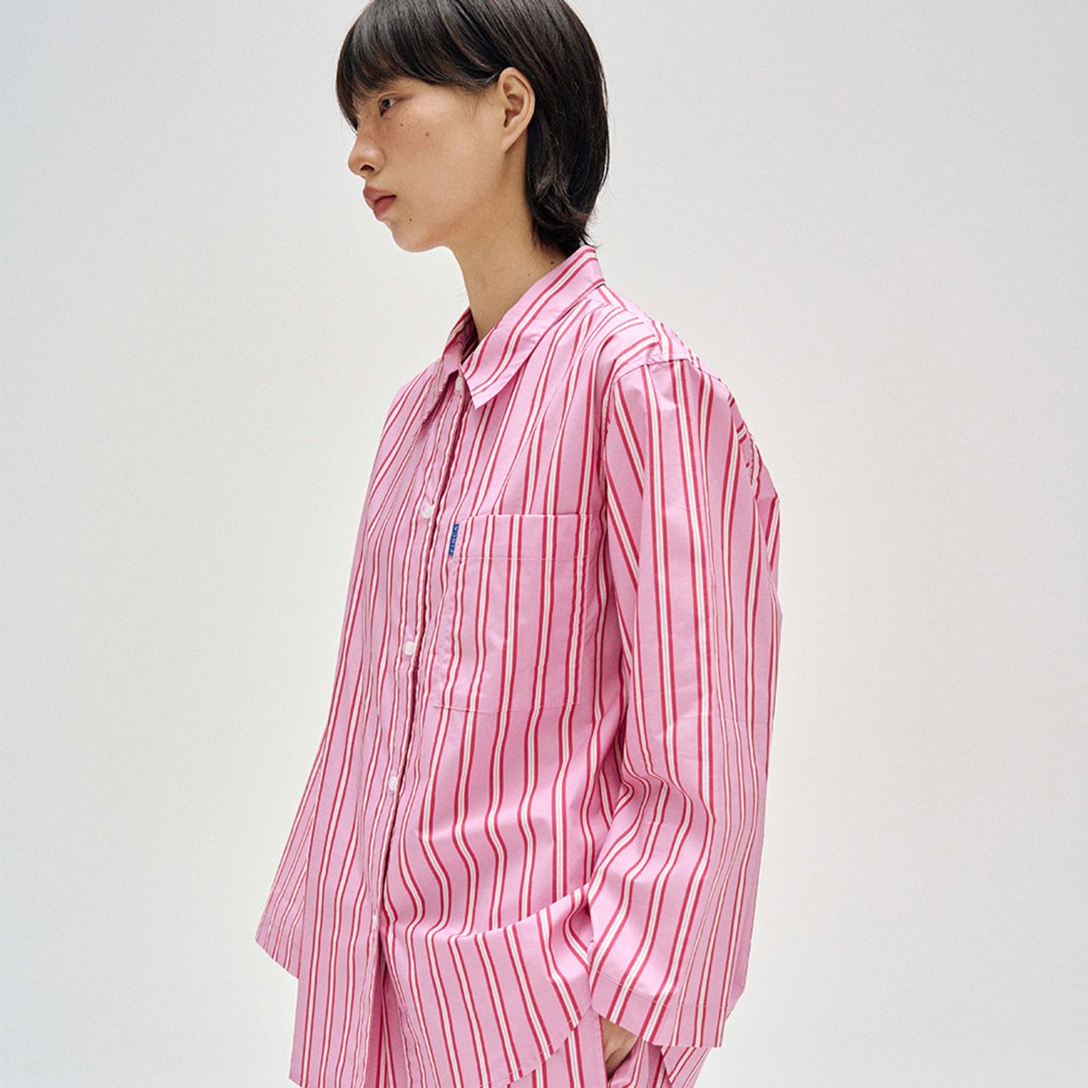 핀카(FINCA) PK104 클래식 홈웨어 파자마 셋업_플럼 핑크 스트라이프 2SIZES (선물패키지포함)