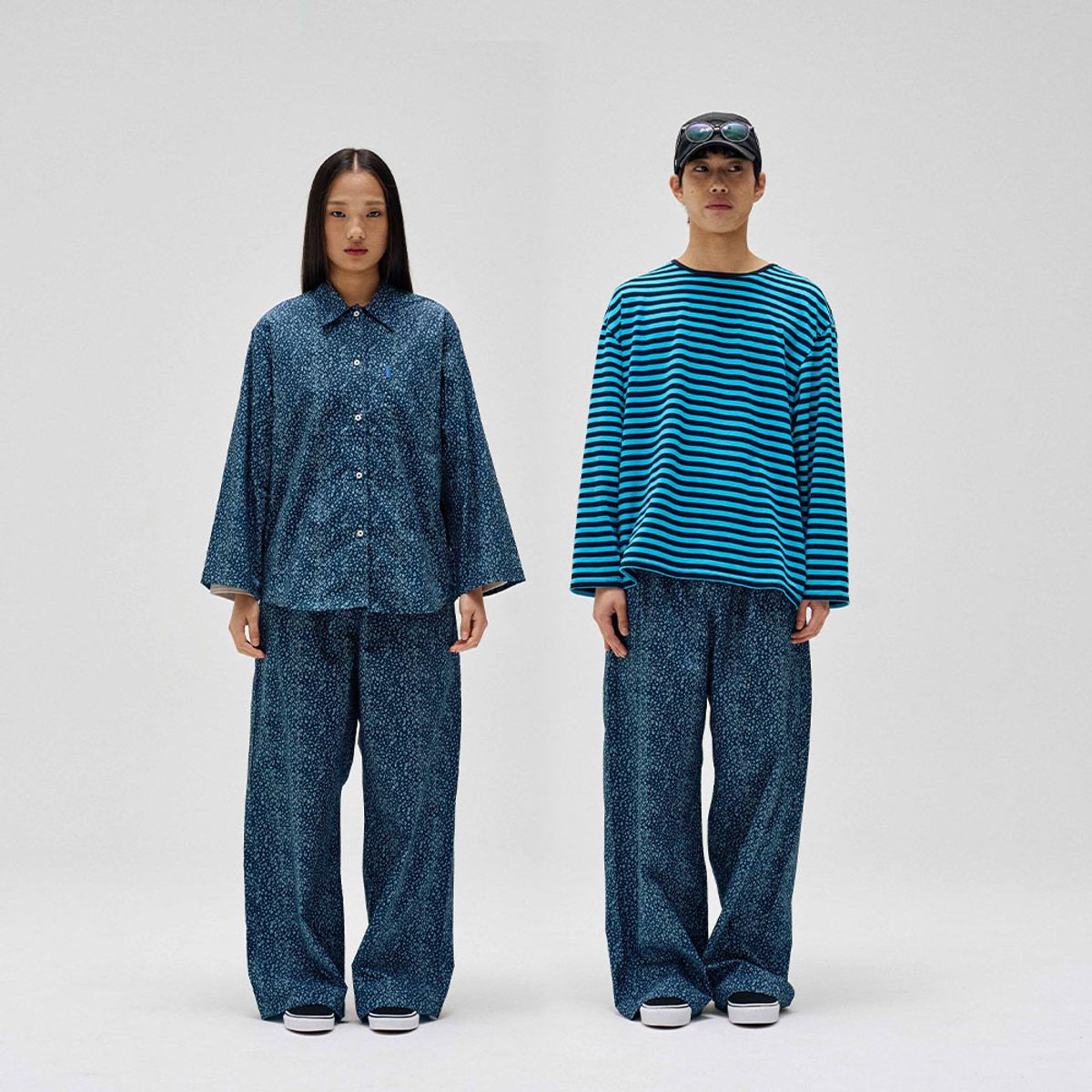 핀카(FINCA) 클래식 홈웨어 파자마 셋업_블루레오파드 2SIZES (선물패키지포함)