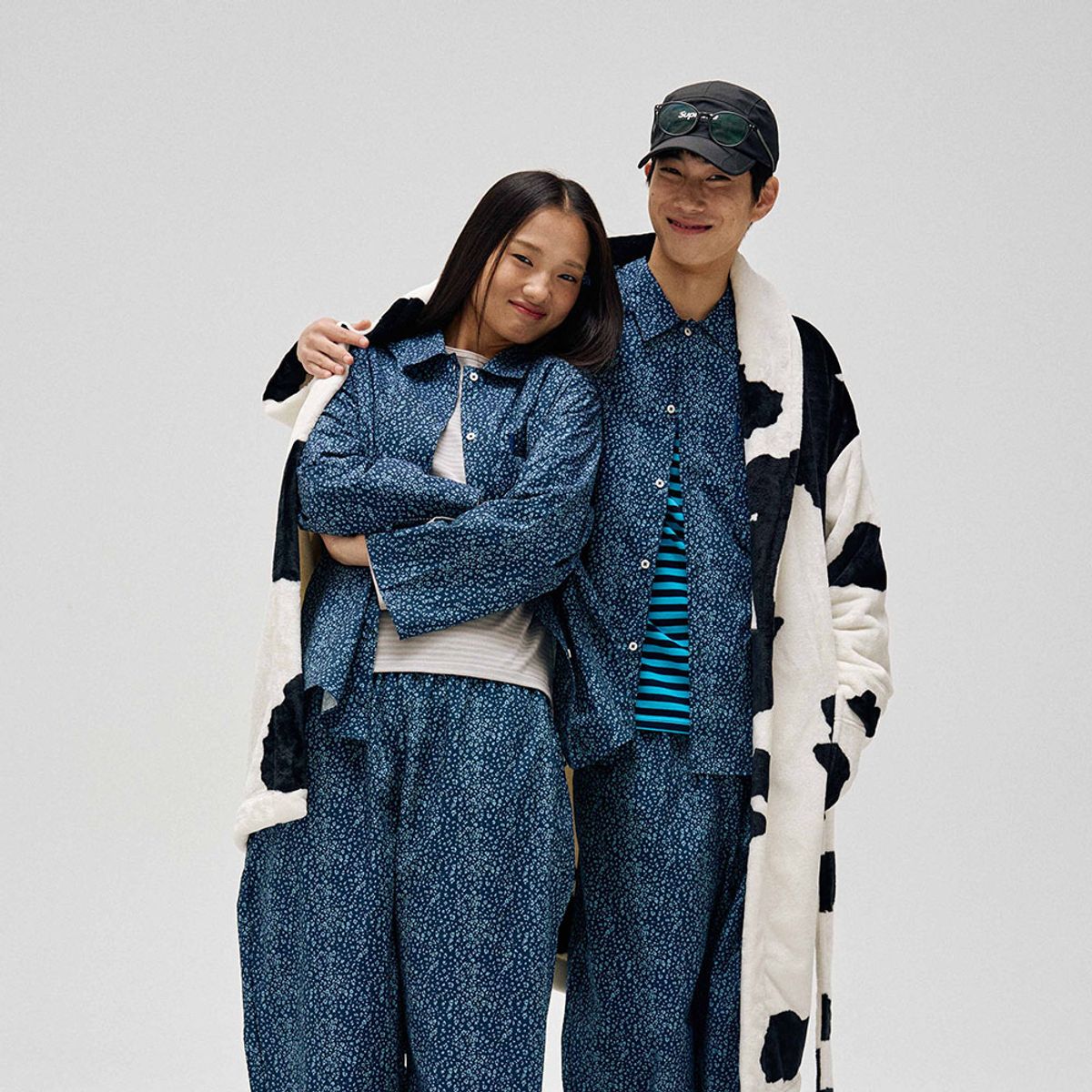 핀카(FINCA) 클래식 홈웨어 파자마 셋업_블루레오파드 2SIZES (선물패키지포함)