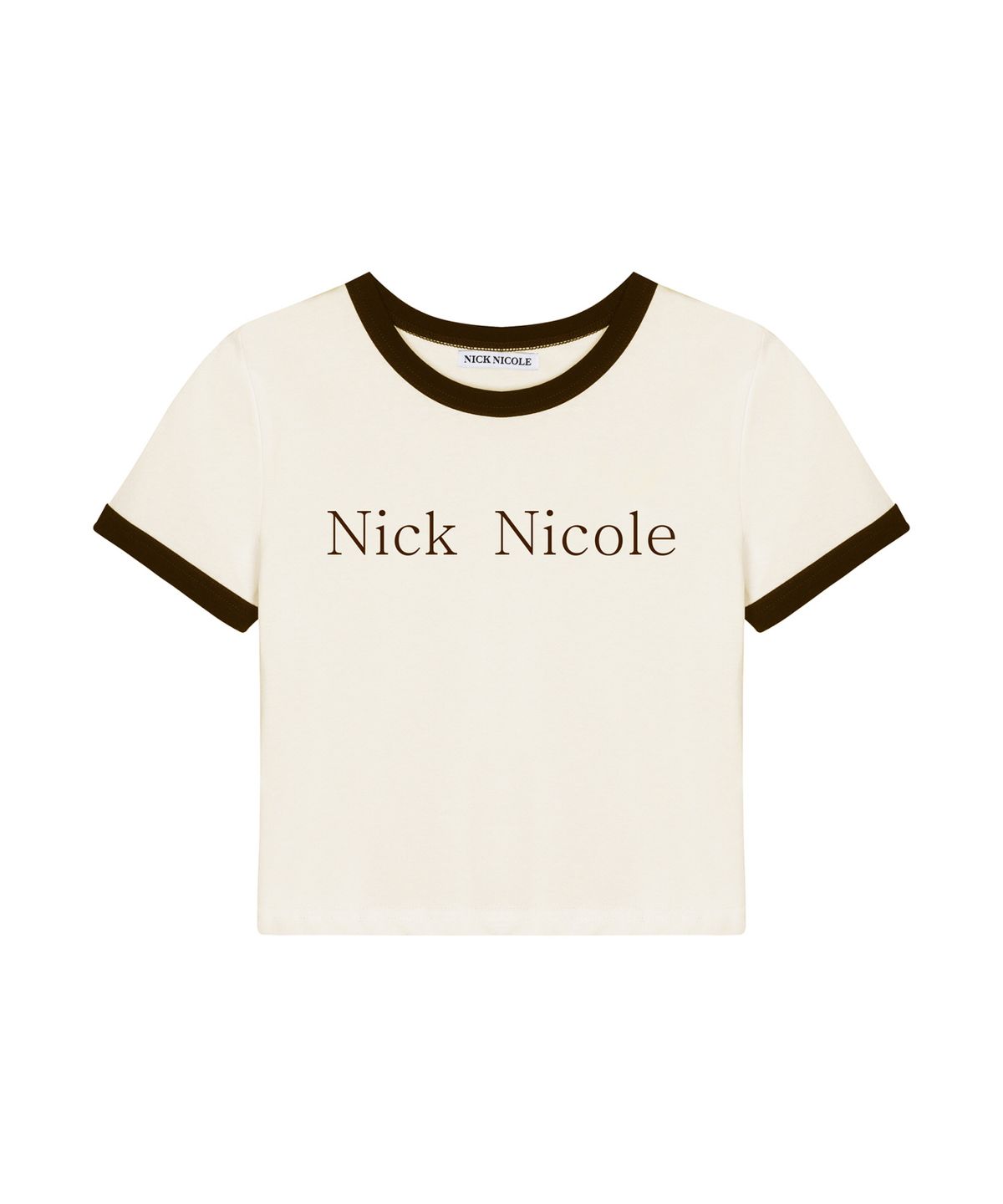 닉앤니콜(NICK&NICOLE) NICOLE PRINTING RINGER CROP TOP_CREAM BROWN