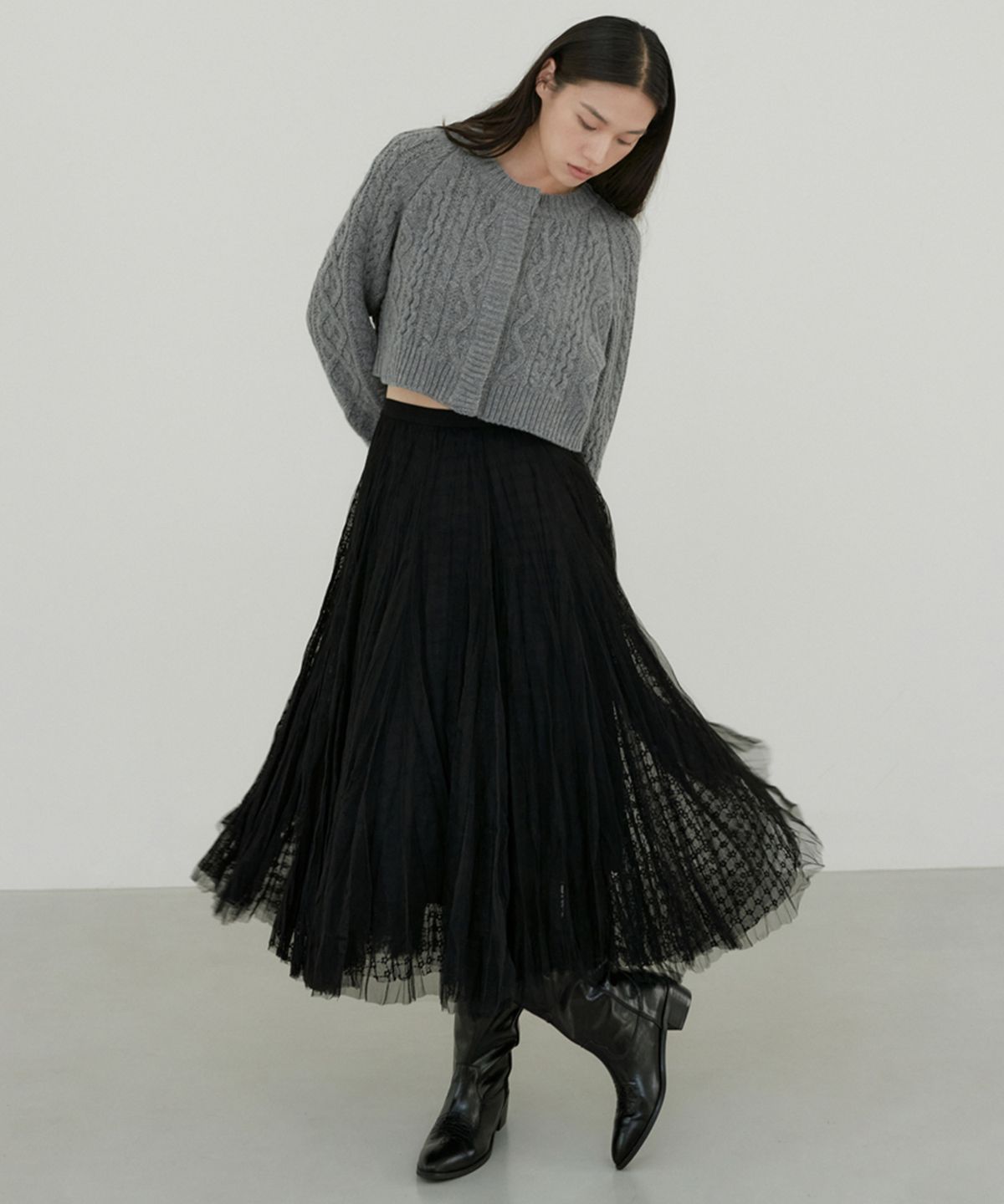 오떼뜨(OCTETTE) LACE SHA-SKIRTS_BLACK