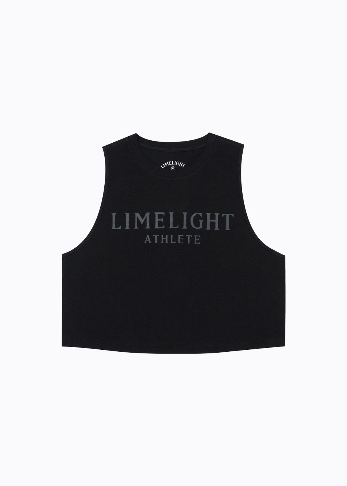 라임라잇 어패럴(LIMELIGHT APPAREL) 애슬릿 우먼즈 크롭 슬리브리스 (블랙/그레이)