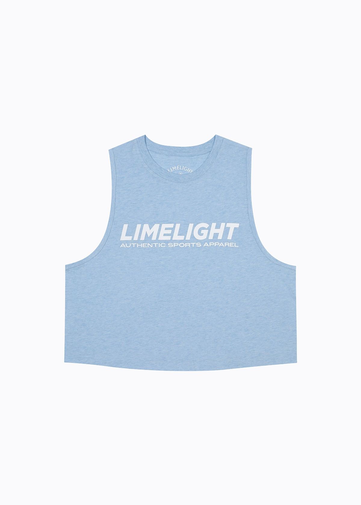 라임라잇 어패럴(LIMELIGHT APPAREL) 라임라잇 크롭 슬리브리스 우먼 (스카이 블루 멜란지/화이트)