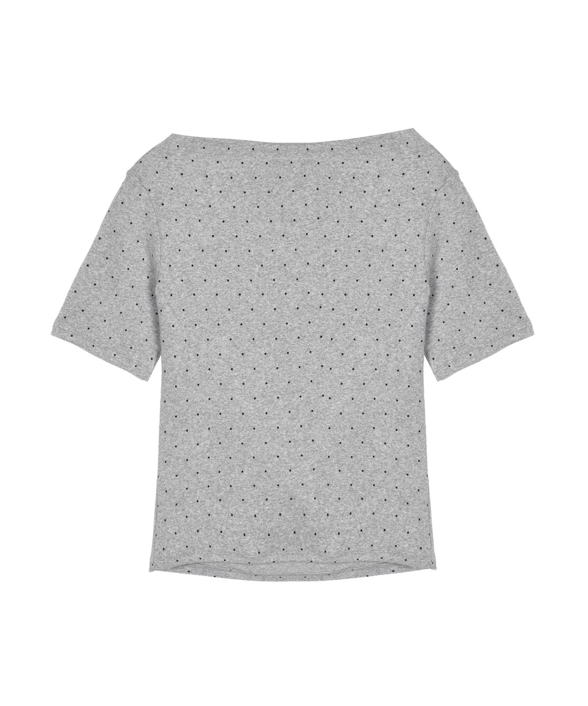 닉앤니콜(NICK&NICOLE) DOT HALF SHIRRING DRAPE BOAT NECK TOP_GRAY