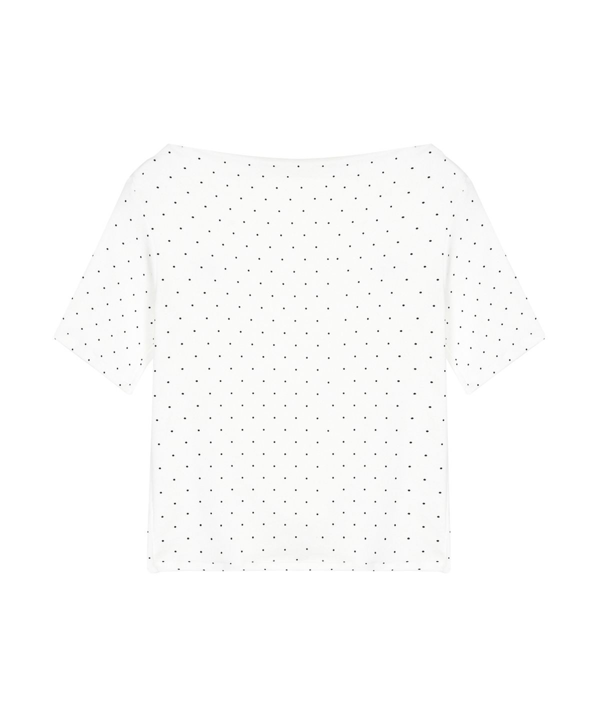 닉앤니콜(NICK&NICOLE) DOT HALF SHIRRING DRAPE BOAT NECK TOP_IVORY