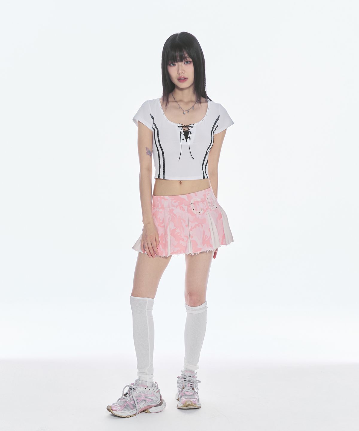 체리퀴리(CHERRYQUIRI) twin lace metalic tee - white