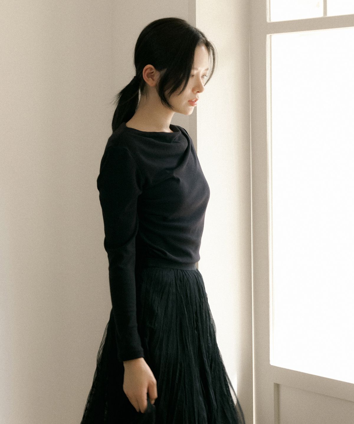 오떼뜨(OCTETTE) DRAPE LONG SLEEVE T_4COLOR
