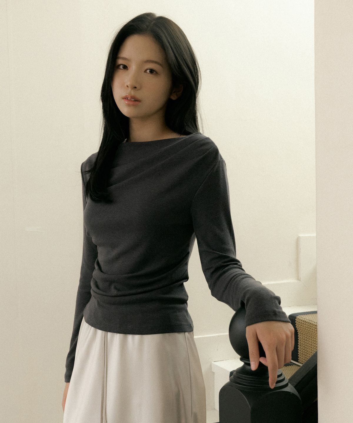 오떼뜨(OCTETTE) DRAPE LONG SLEEVE T_4COLOR
