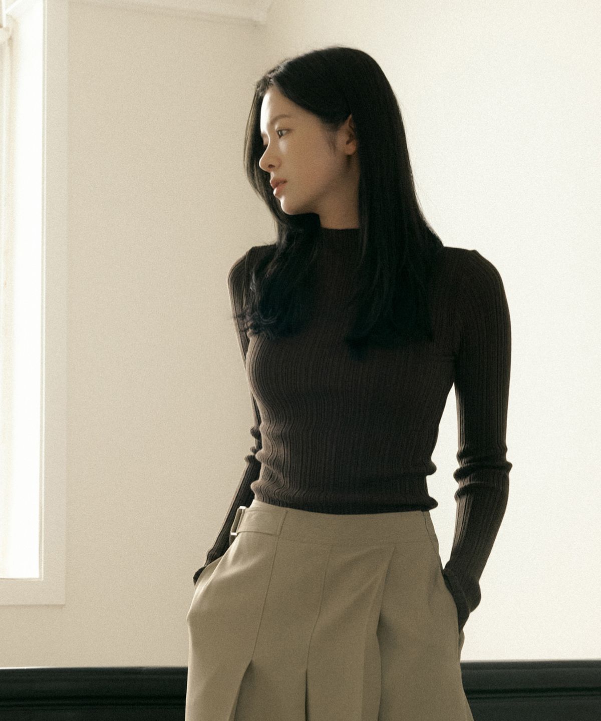 오떼뜨(OCTETTE) RIBBED MOCKNECK LONG SLEEVE KNIT_4COLOR