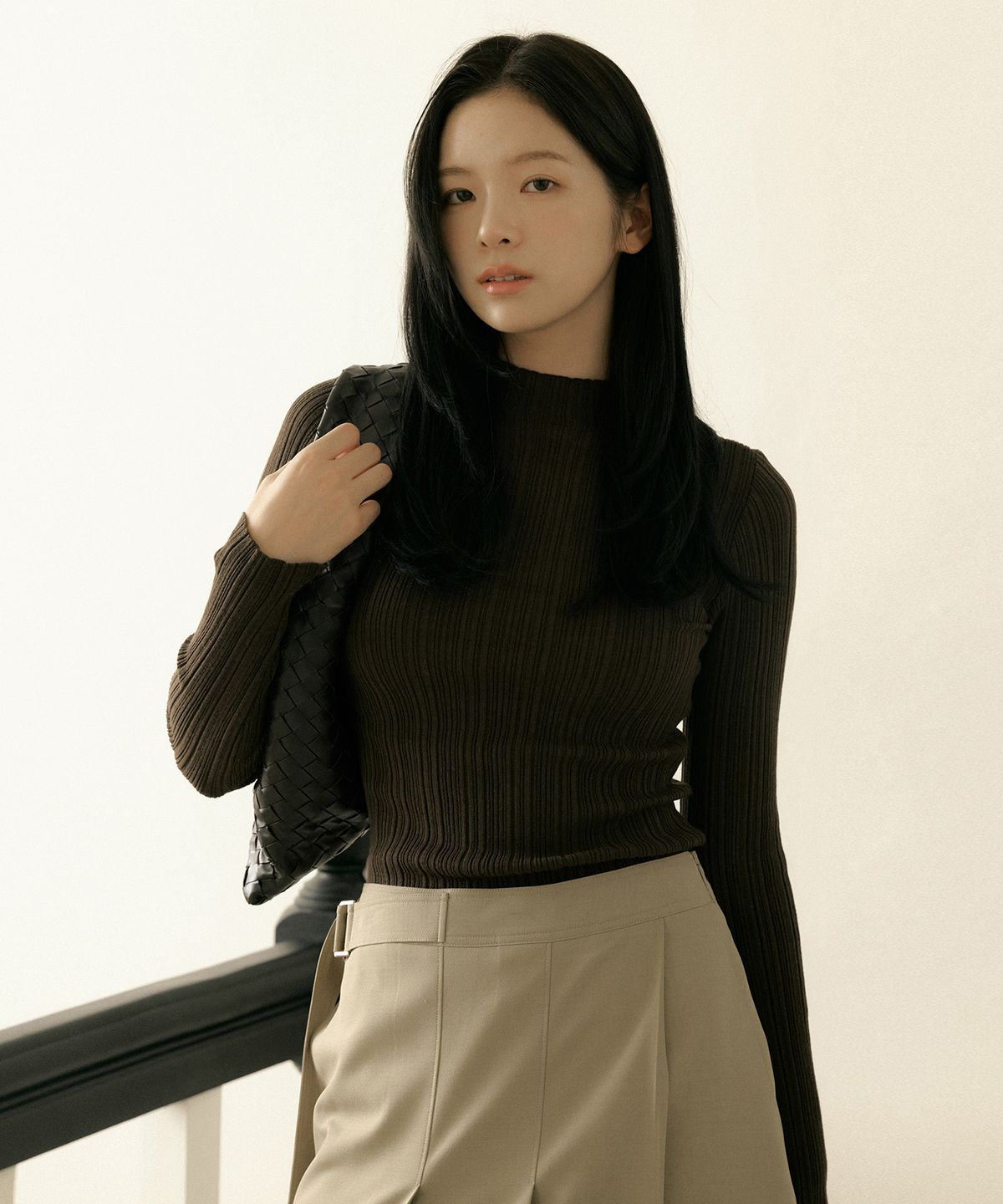 오떼뜨(OCTETTE) RIBBED MOCKNECK LONG SLEEVE KNIT_4COLOR