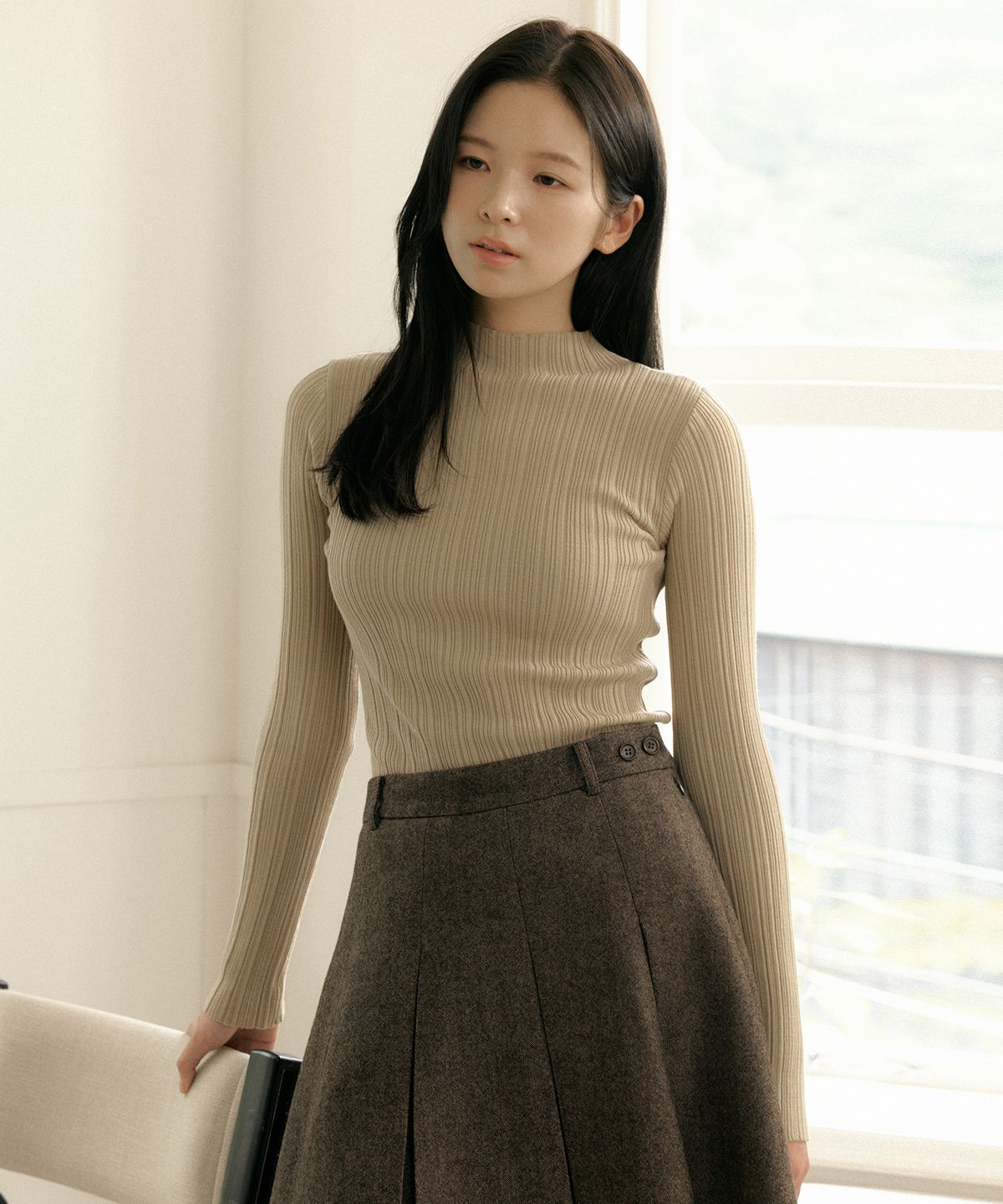 오떼뜨(OCTETTE) RIBBED MOCKNECK LONG SLEEVE KNIT_4COLOR
