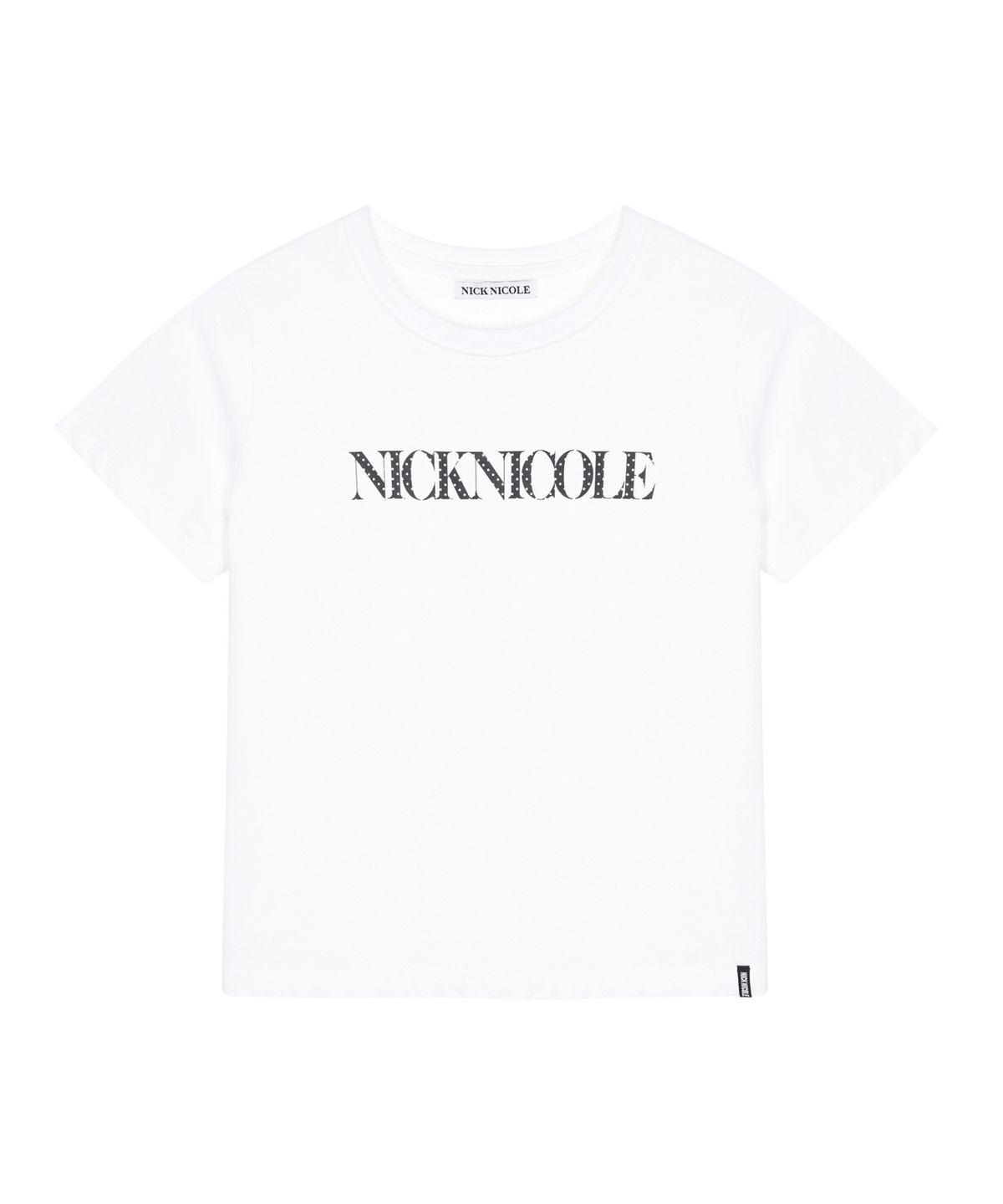 닉앤니콜(NICK&NICOLE) NICOLE DOT LETTERING SLIM TOP_WHITE