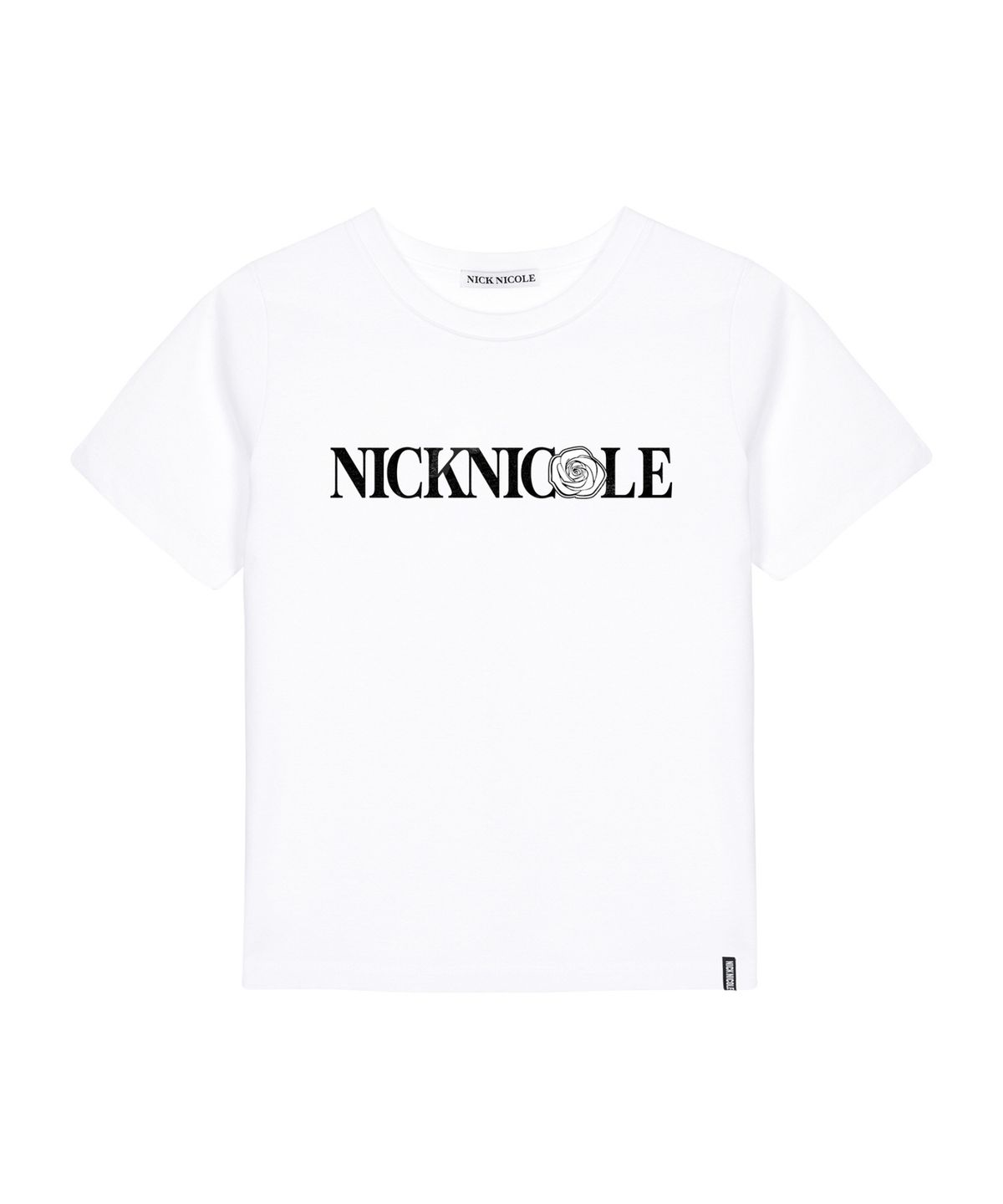 닉앤니콜(NICK&NICOLE) NICOLE ROSE LETTERING SLIM TOP_WHITE BLACK