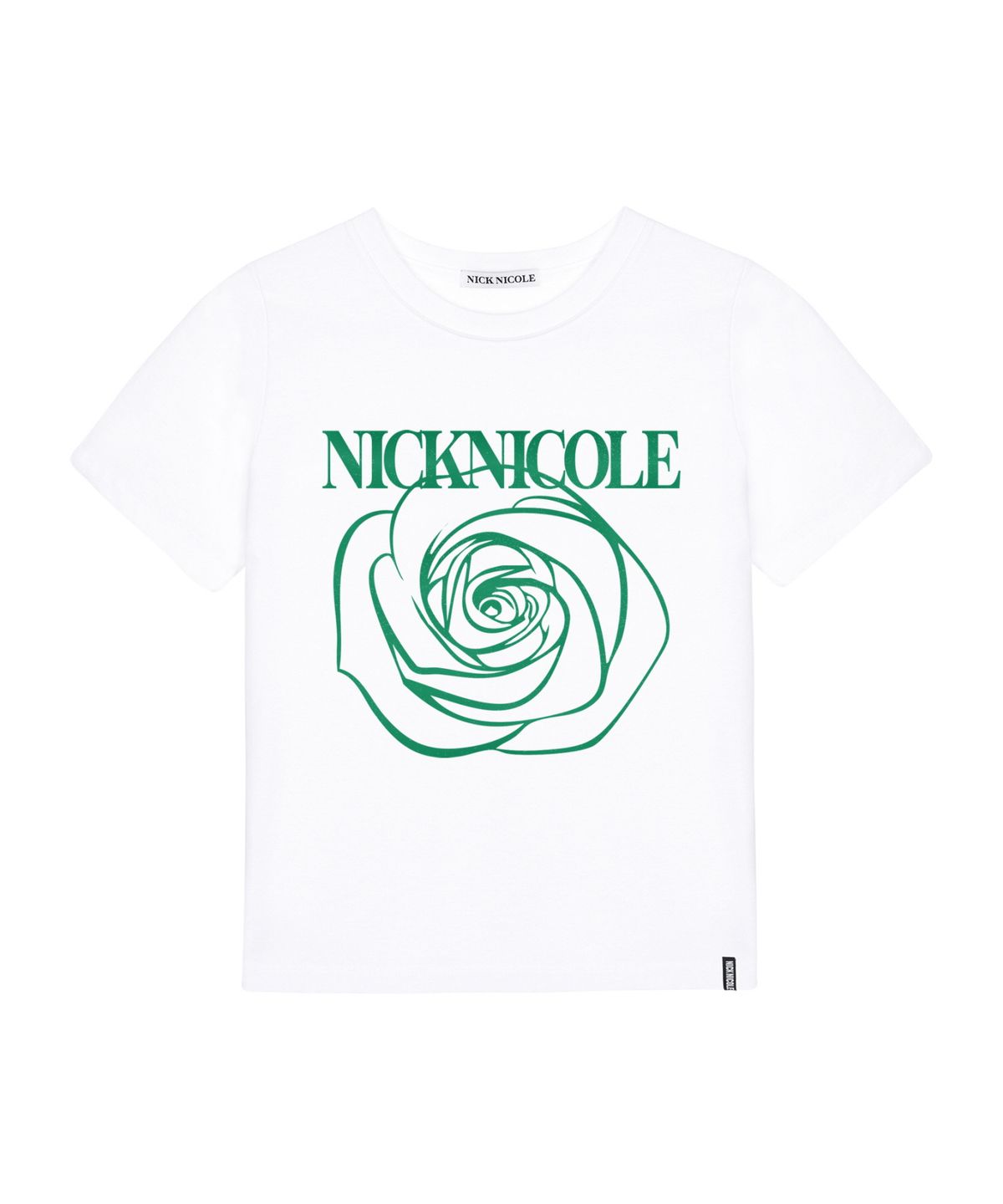 닉앤니콜(NICK&NICOLE) ROSE NICOLE LABEL SLIM TOP_WHITE GREEN