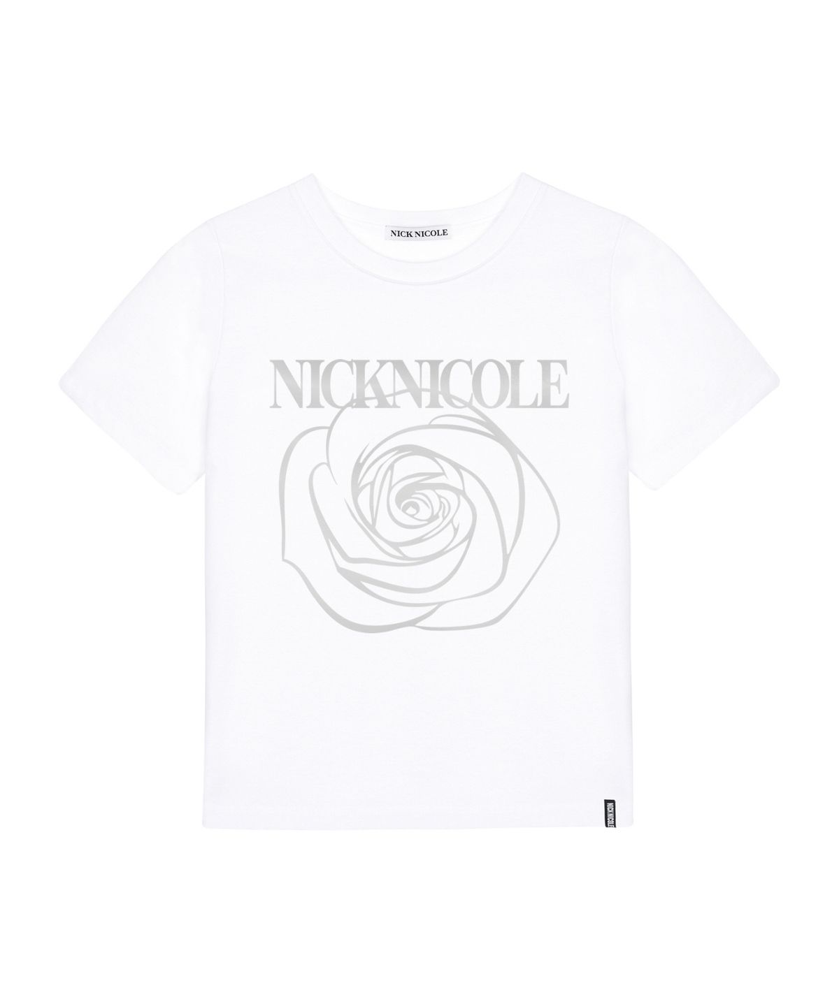 닉앤니콜(NICK&NICOLE) ROSE NICOLE LABEL SLIM TOP_WHITE SILVER
