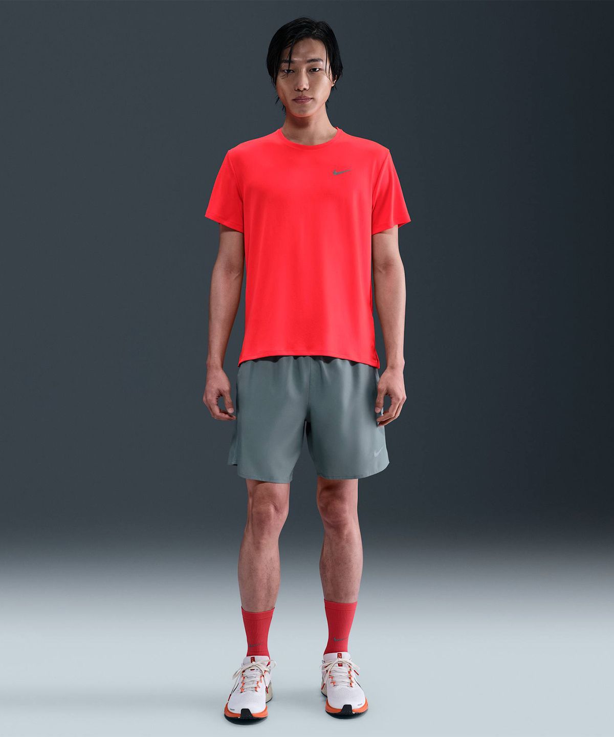 나이키(NIKE) 드라이 핏 UV 마일러 반소매 러닝 탑 M - 브라이트 크림슨 / DV9316-635