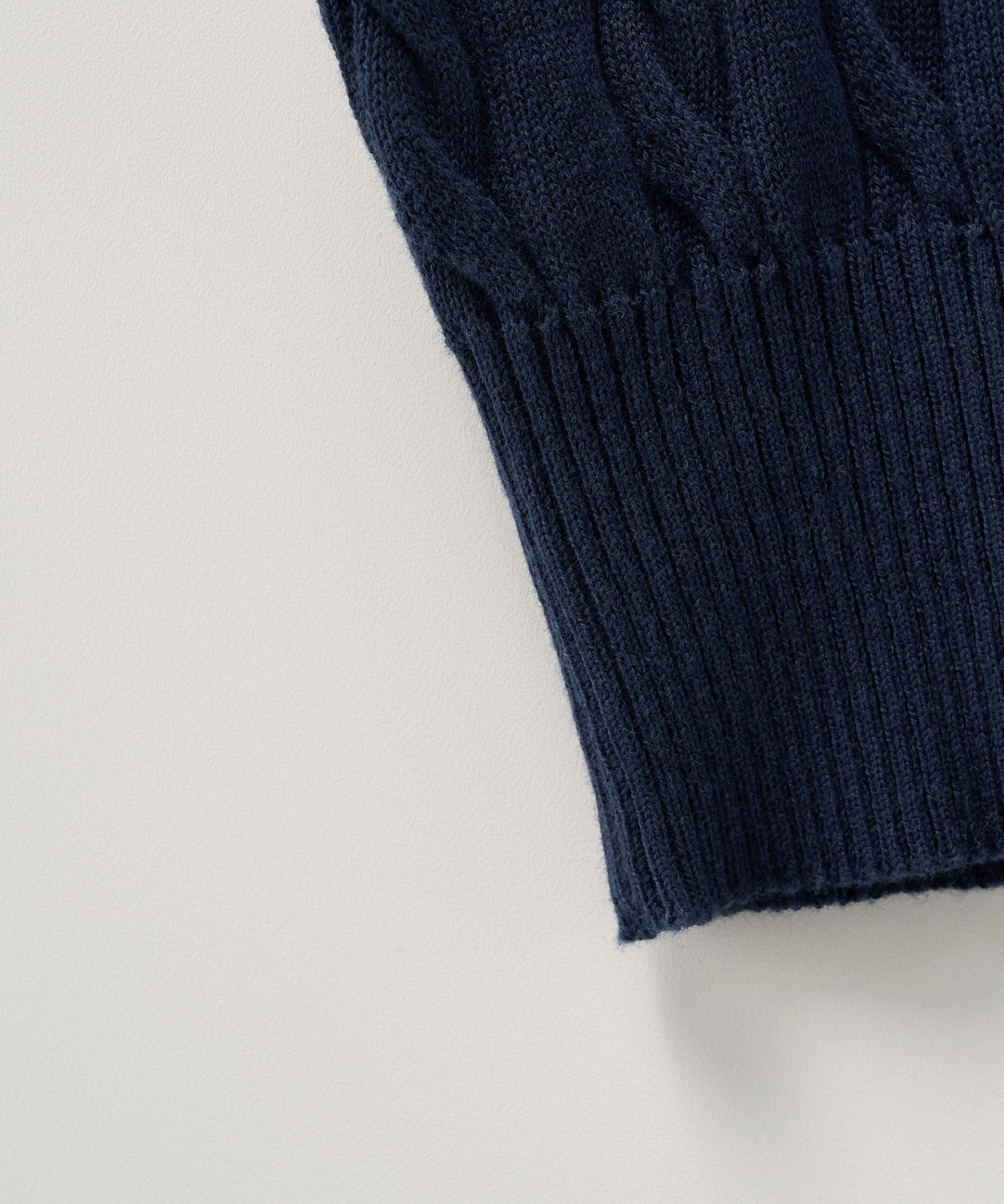MUSINSA | SATUR (W) Cable collar half knit navy