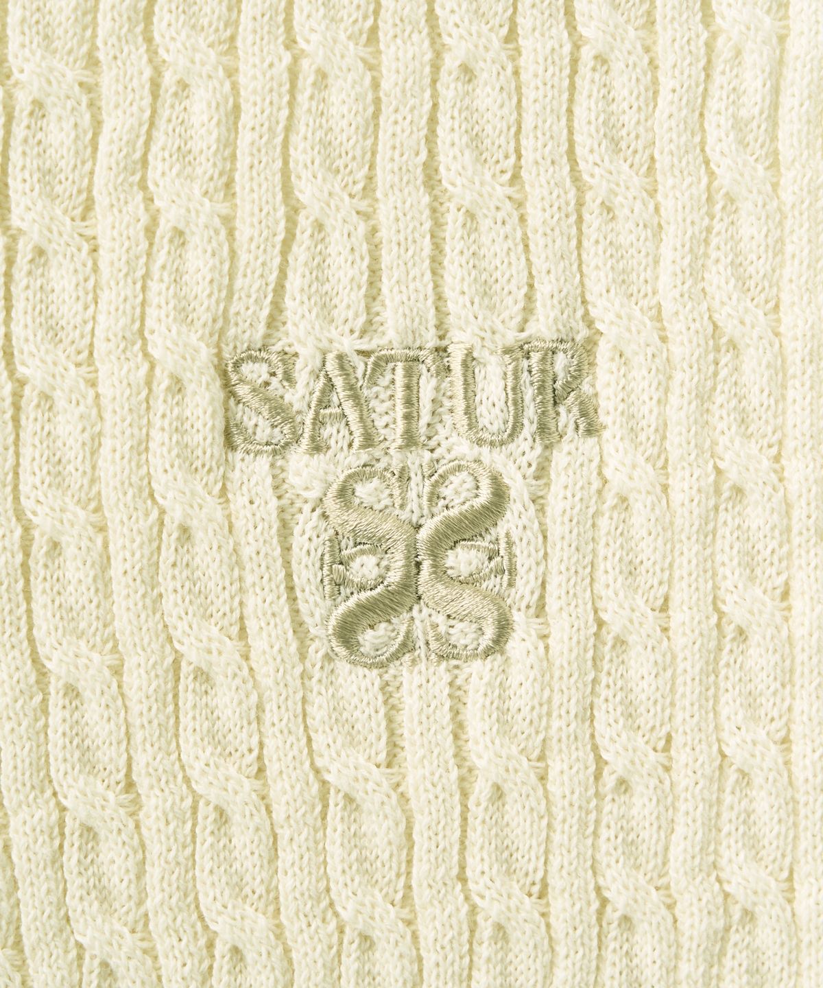 세터(SATUR) (W) 케이블 니트 슬리브리스 탑 크림