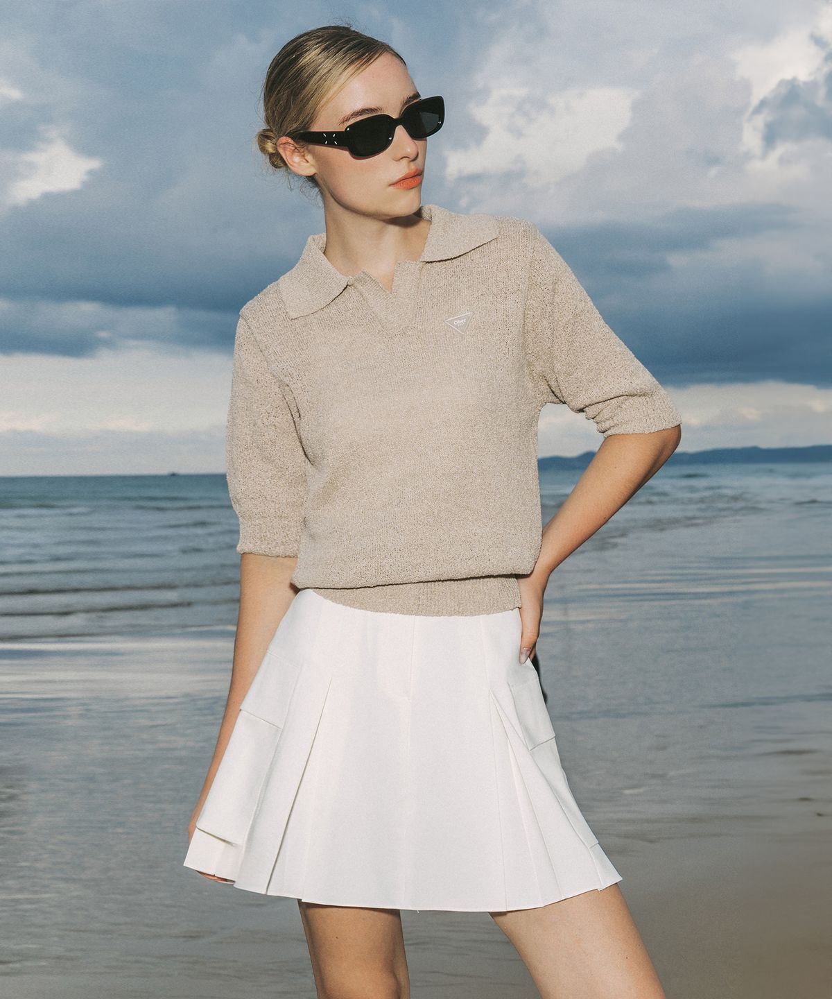 오베르 골프(OBER GOLF) 사이드 플리츠 스커트 (화이트)
