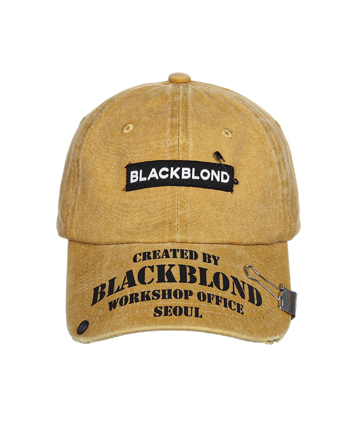 블랙블론드(BLACKBLOND) 비비디 패치 로고 워크샵 피그먼트 캡 (머스타드)