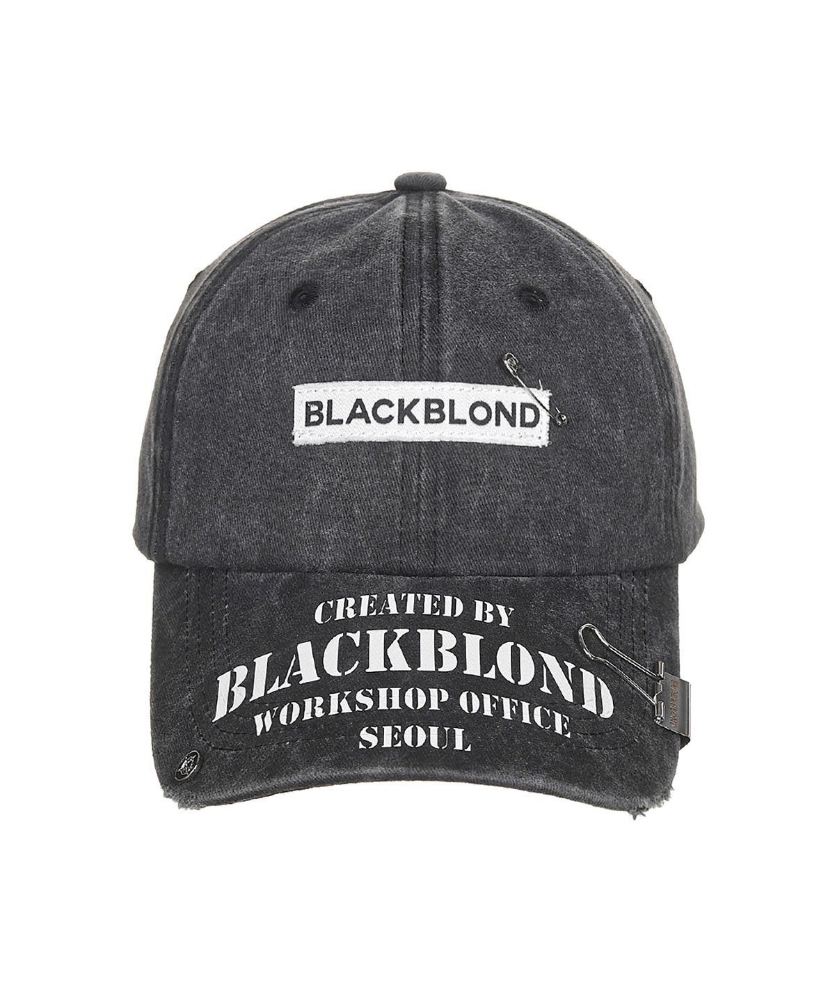 블랙블론드(BLACKBLOND) 비비디 패치 로고 워크샵 피그먼트 캡 (차콜)