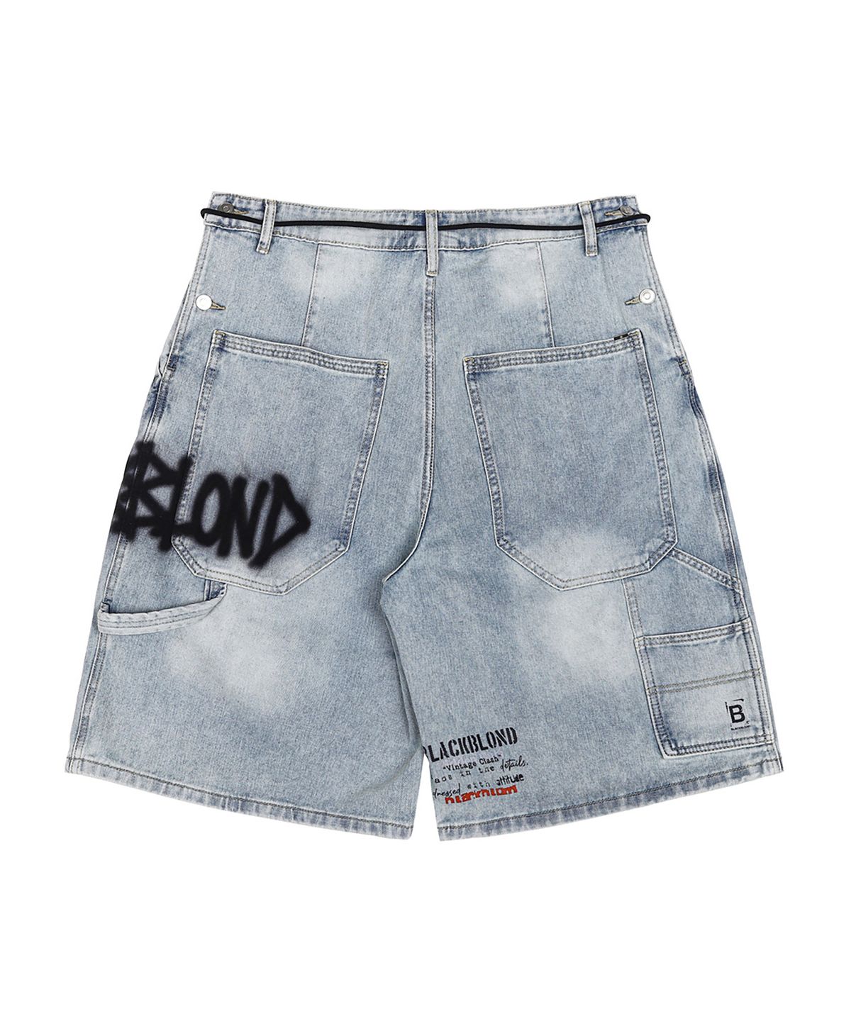 블랙블론드(BLACKBLOND) 비비디 빈티지 클래쉬 데님 반바지 (라이트 블루)