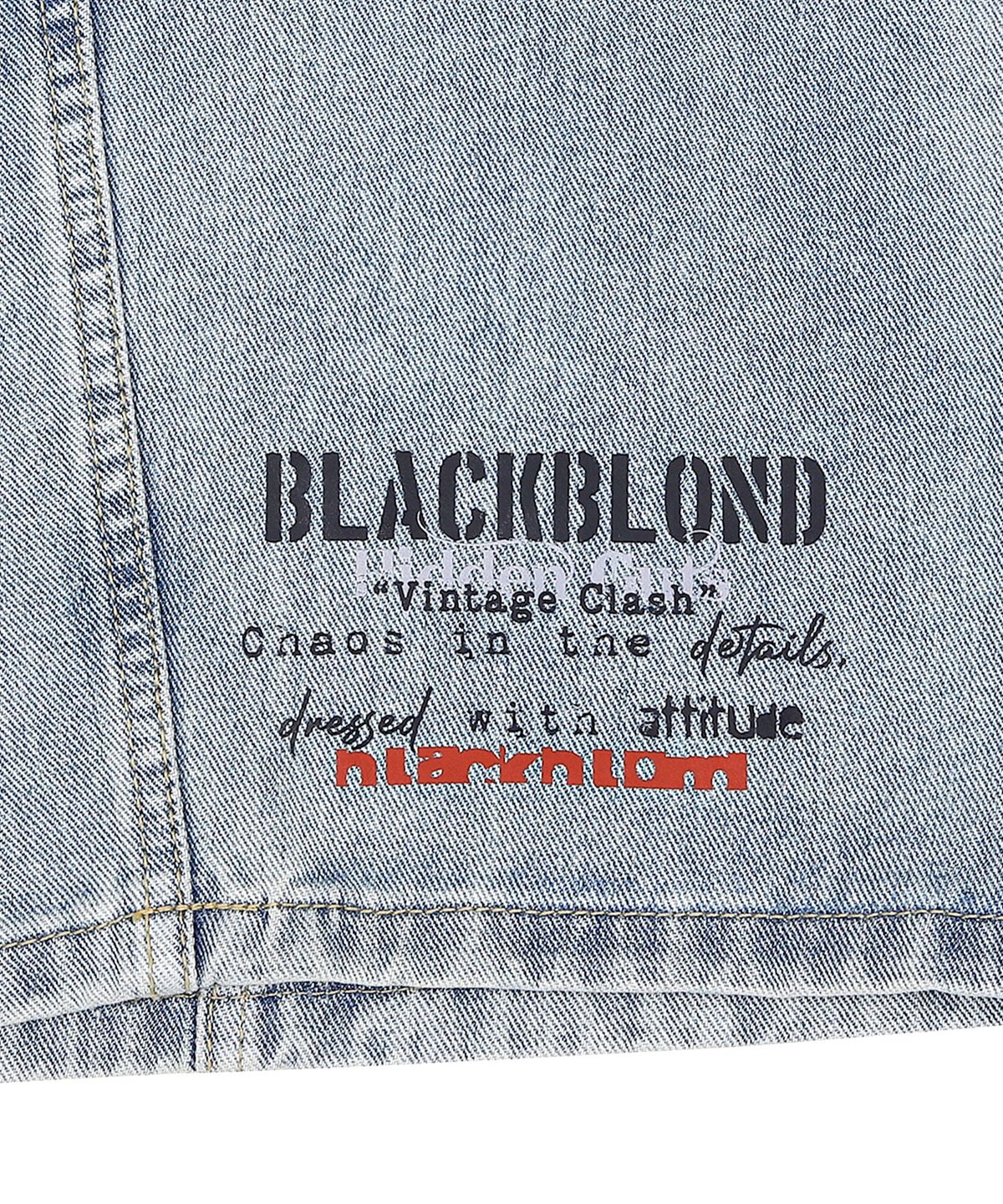블랙블론드(BLACKBLOND) 비비디 빈티지 클래쉬 데님 반바지 (라이트 블루)