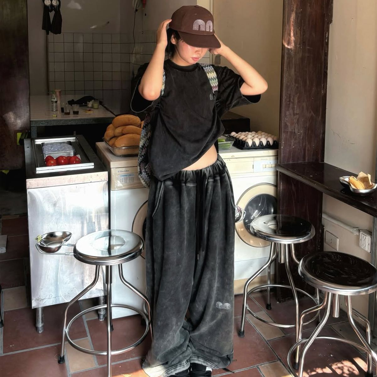 낫뉴(NOT NEW) Basic nn Sweatpants Washed Black