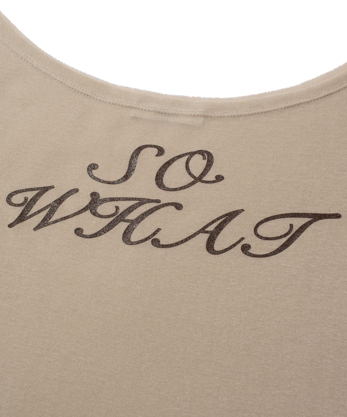 크루치(KRUCHI) SO WHAT Half Sleeve T-shirt (BEIGE) WOMENS