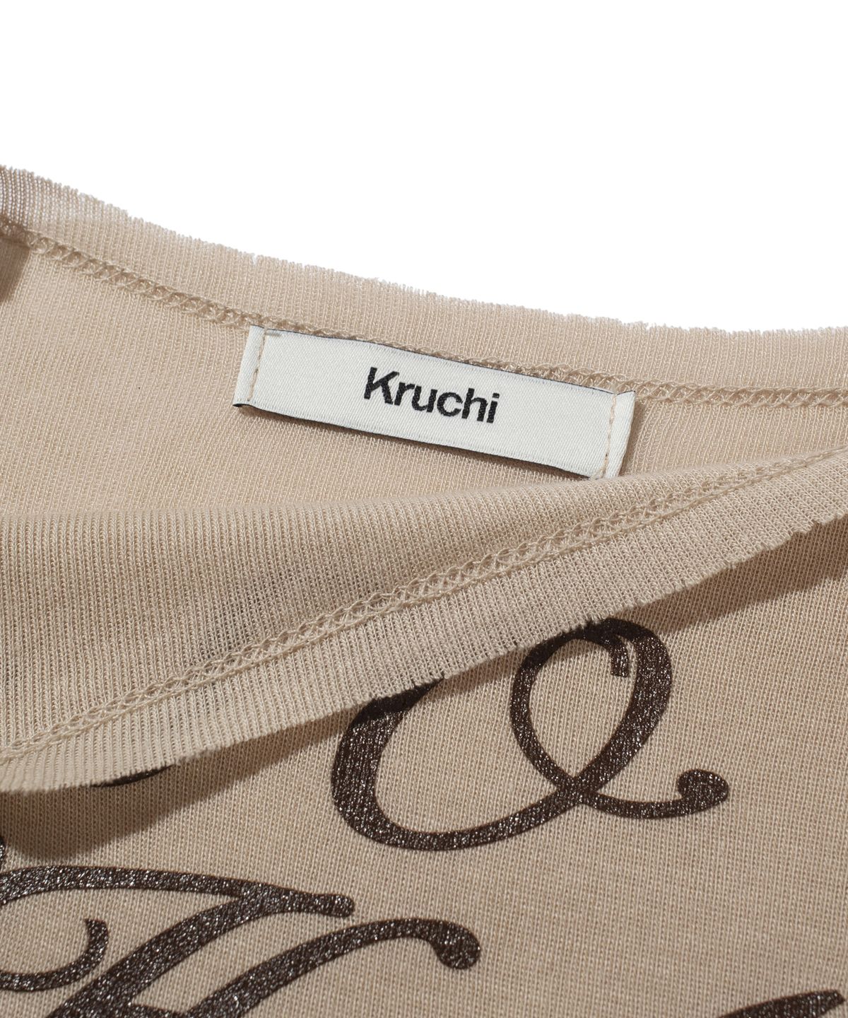 크루치(KRUCHI) SO WHAT Half Sleeve T-shirt (BEIGE) WOMENS