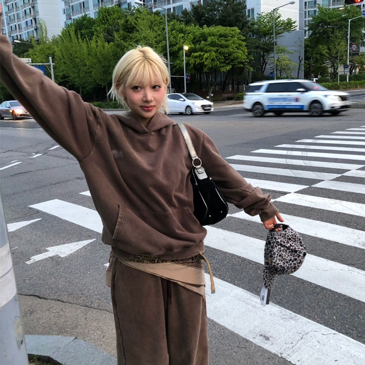 낫뉴(NOT NEW) Basic nn Hoodie Washed Brown