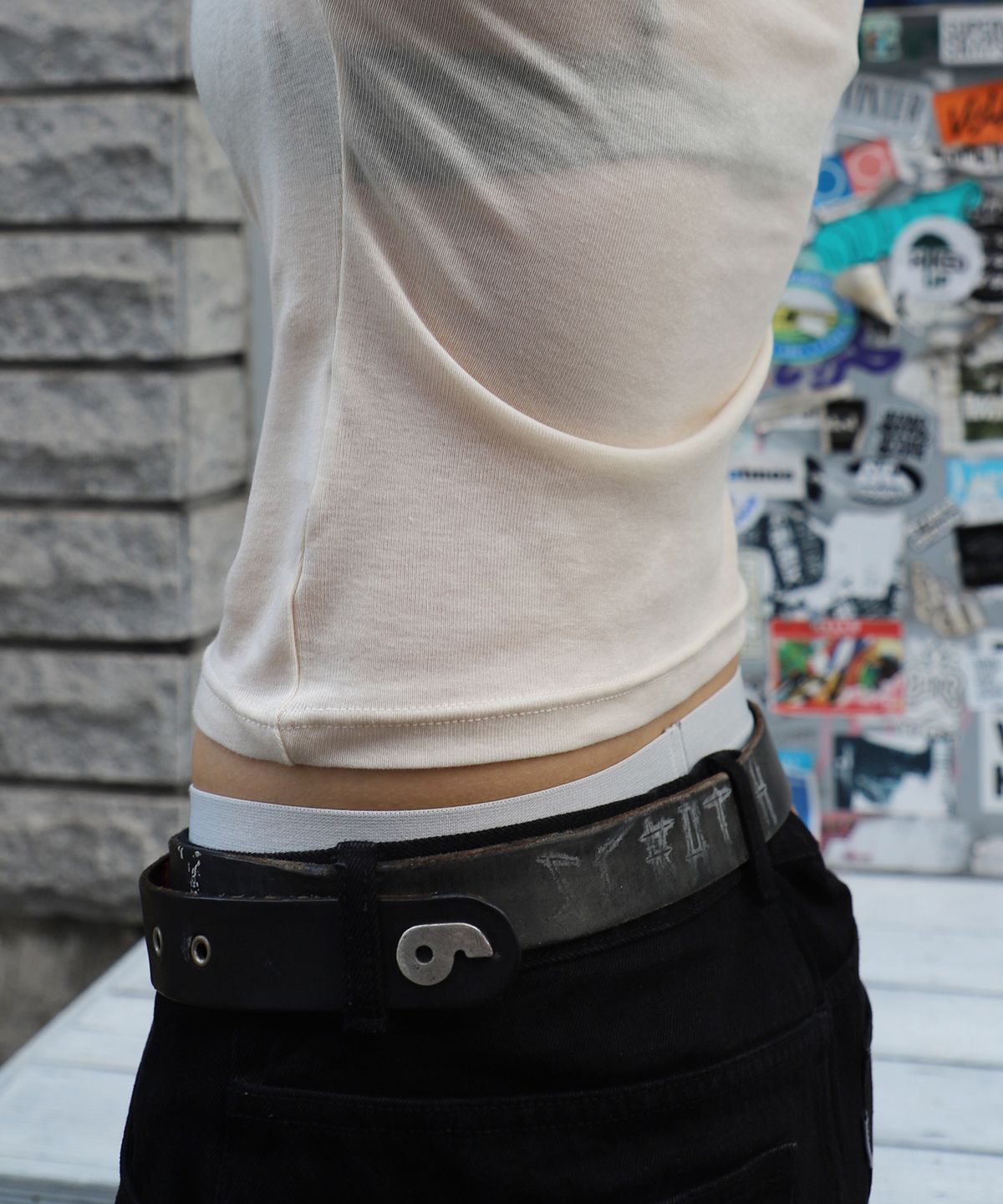 크루치(KRUCHI) SO WHAT Half Sleeve T-shirt (CREAM) WOMENS