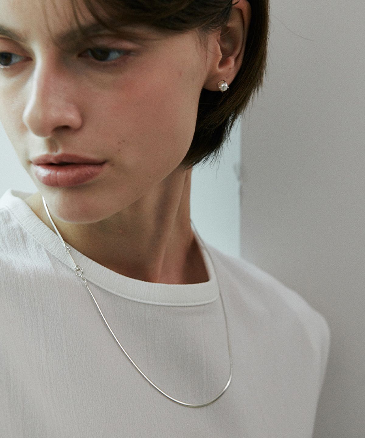 베흐트(VERTE) [925 silver] Un.silver.161 / flat soir necklace (long ver.)