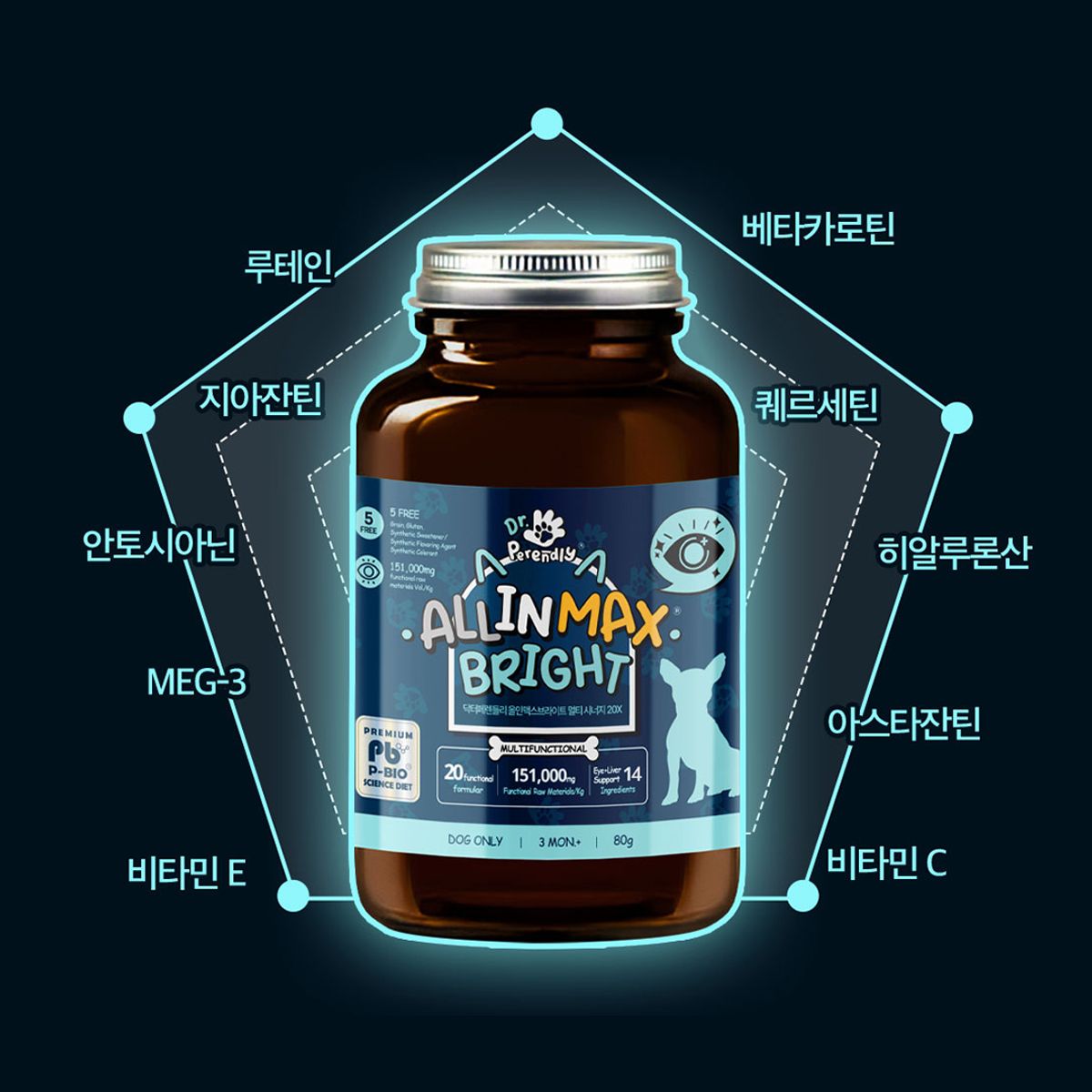 닥터페렌들리(DR.PERENDLY) 올인맥스브라이트 강아지 눈 영양제