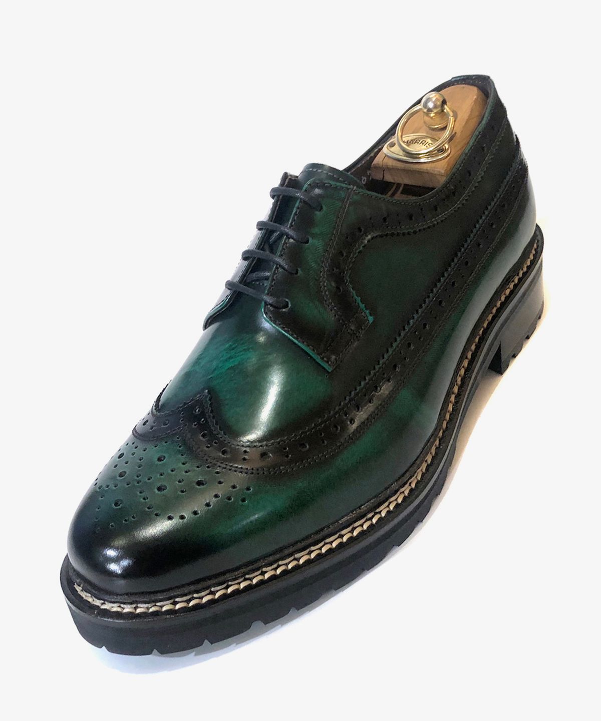 조앤슈(JOENSHOE) 휴만 스티치 윙팁 옥스퍼드 에메랄드 그린