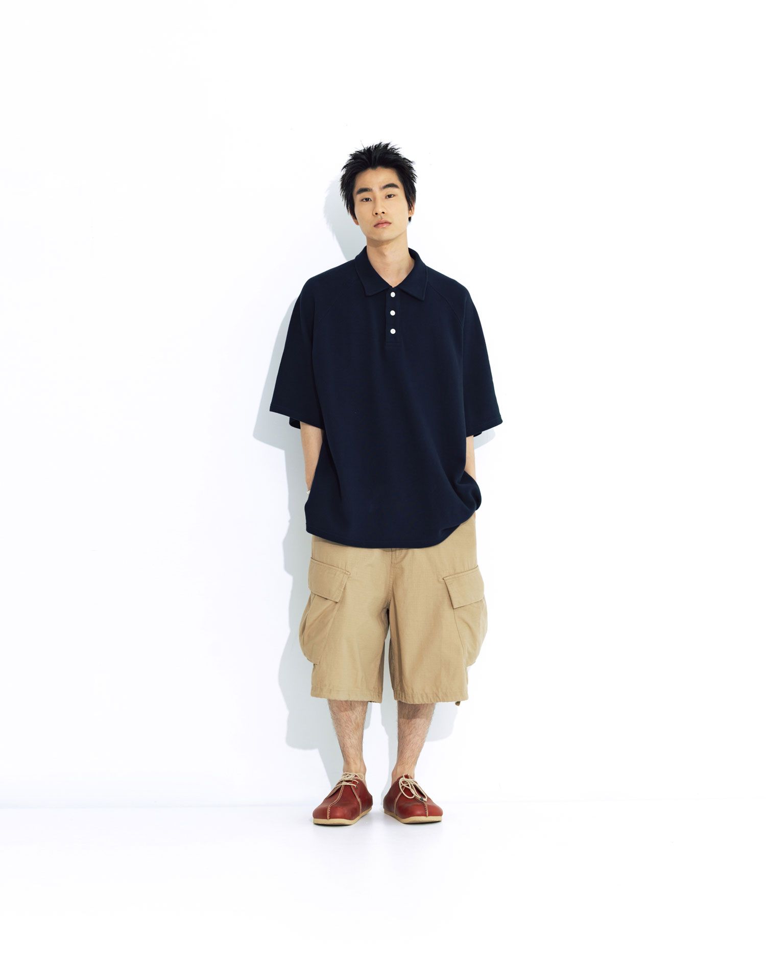 【ANGLAN】25SS★ [AG] Raglan Pique Polo Shirt MUSINSA | ANGLAN Raglan Pique Polo Shirt - Navy