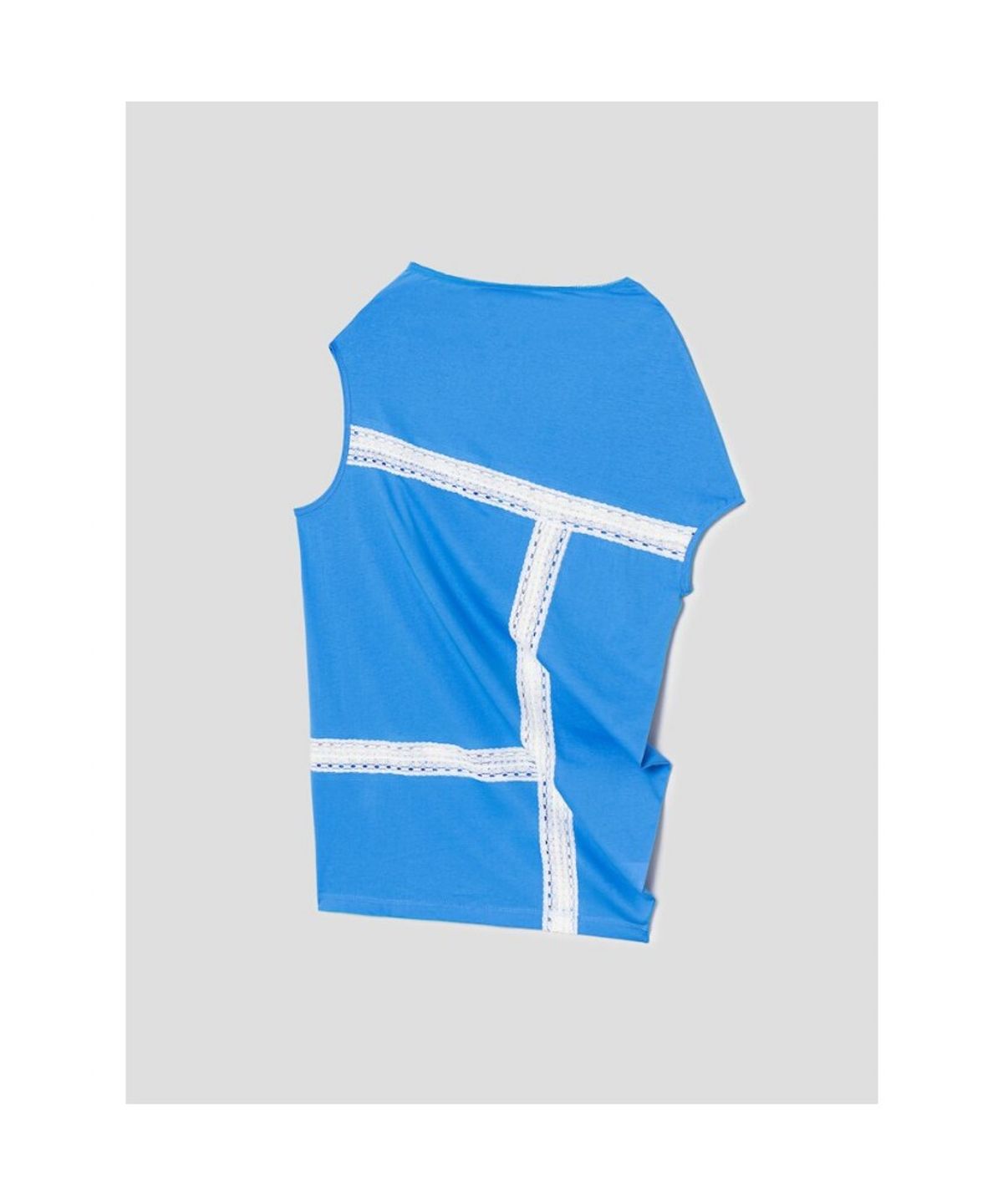 앙개(ANGGAE) Lace Patch Long Tshirt  Blue