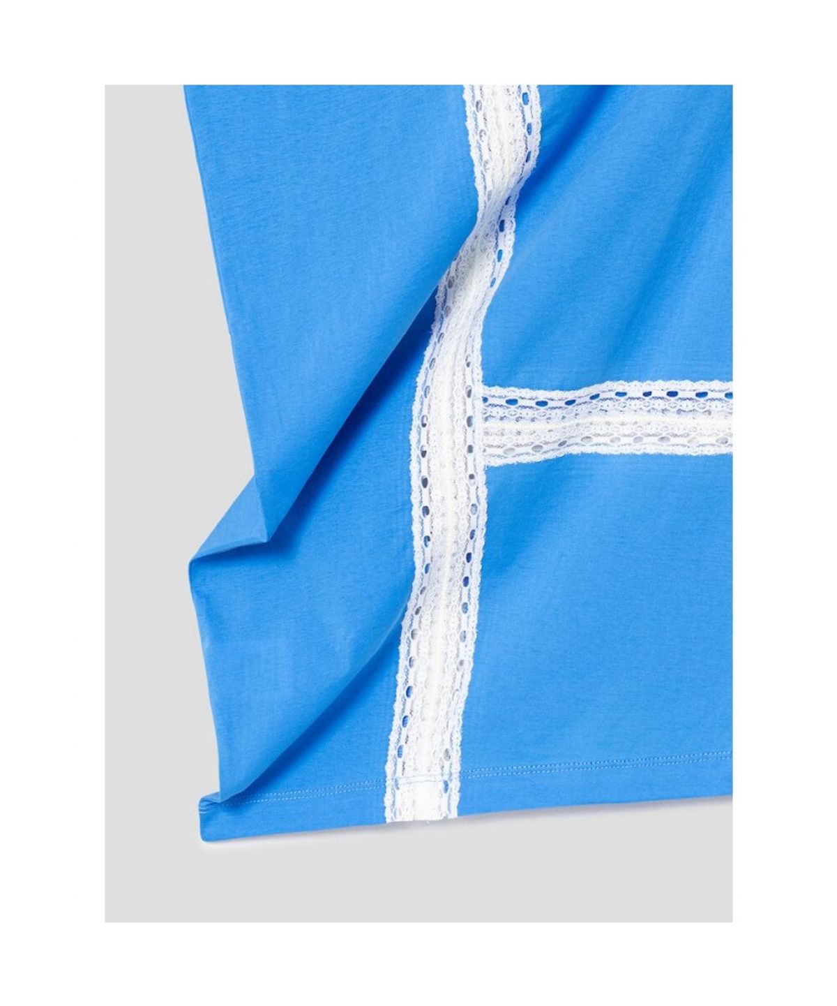 앙개(ANGGAE) Lace Patch Long Tshirt  Blue