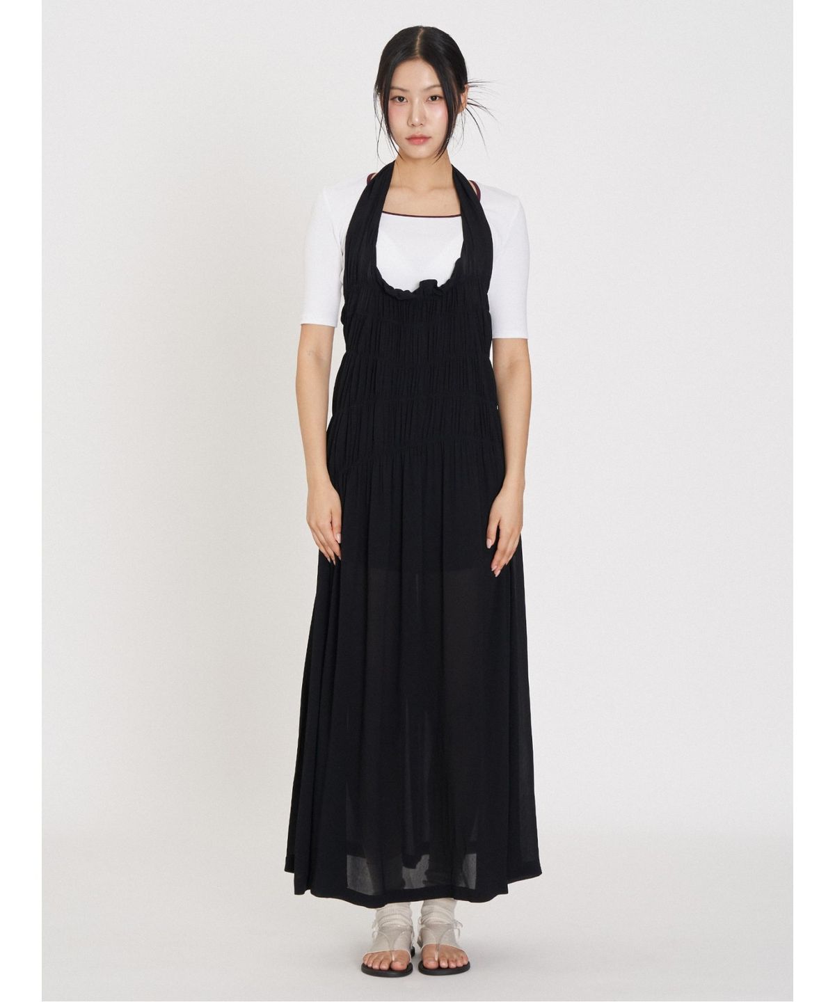 앙개(ANGGAE) Halter Neck Long Dress  Black