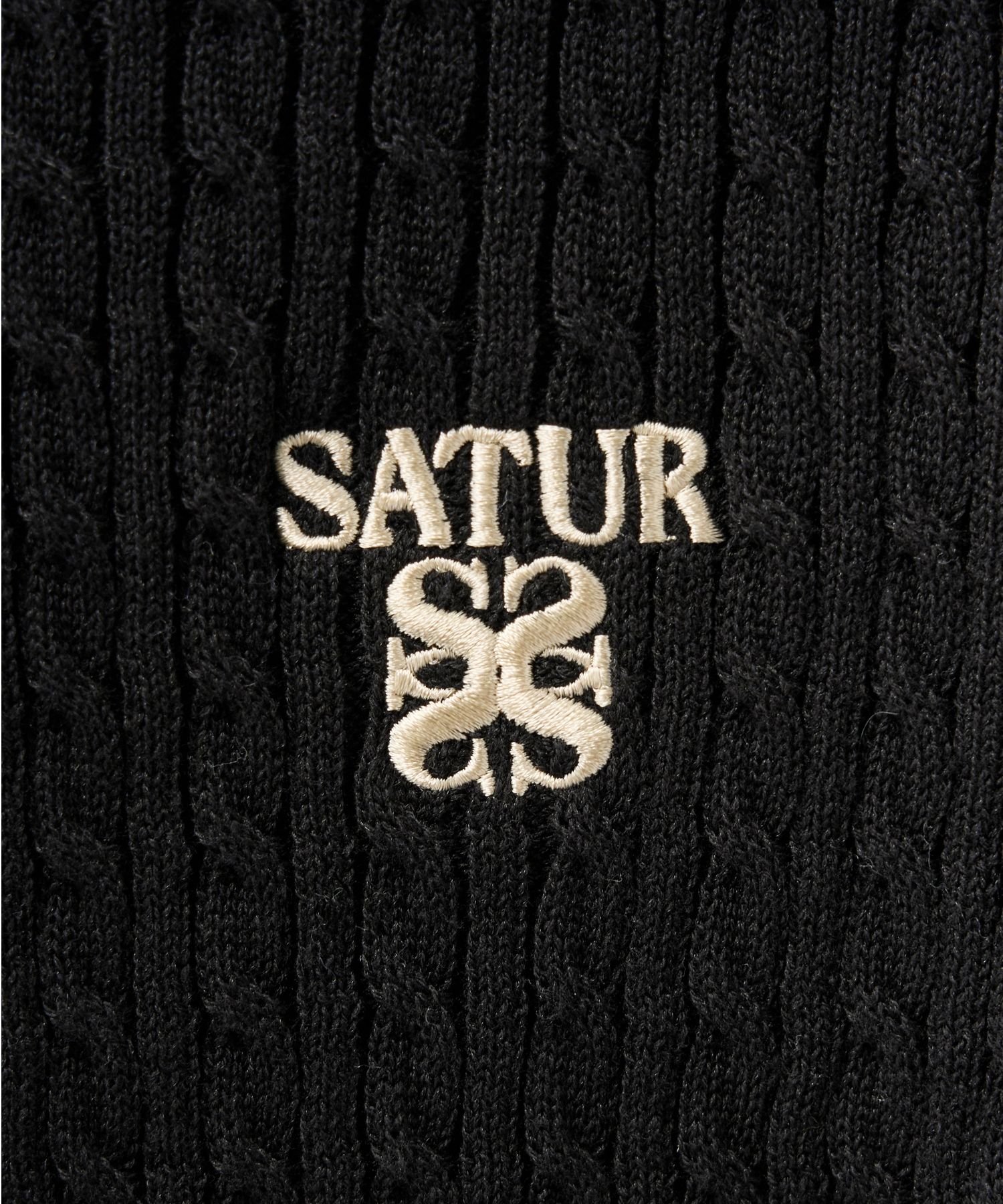 MUSINSA | SATUR (W) Cable Knit Half Cardigan Black