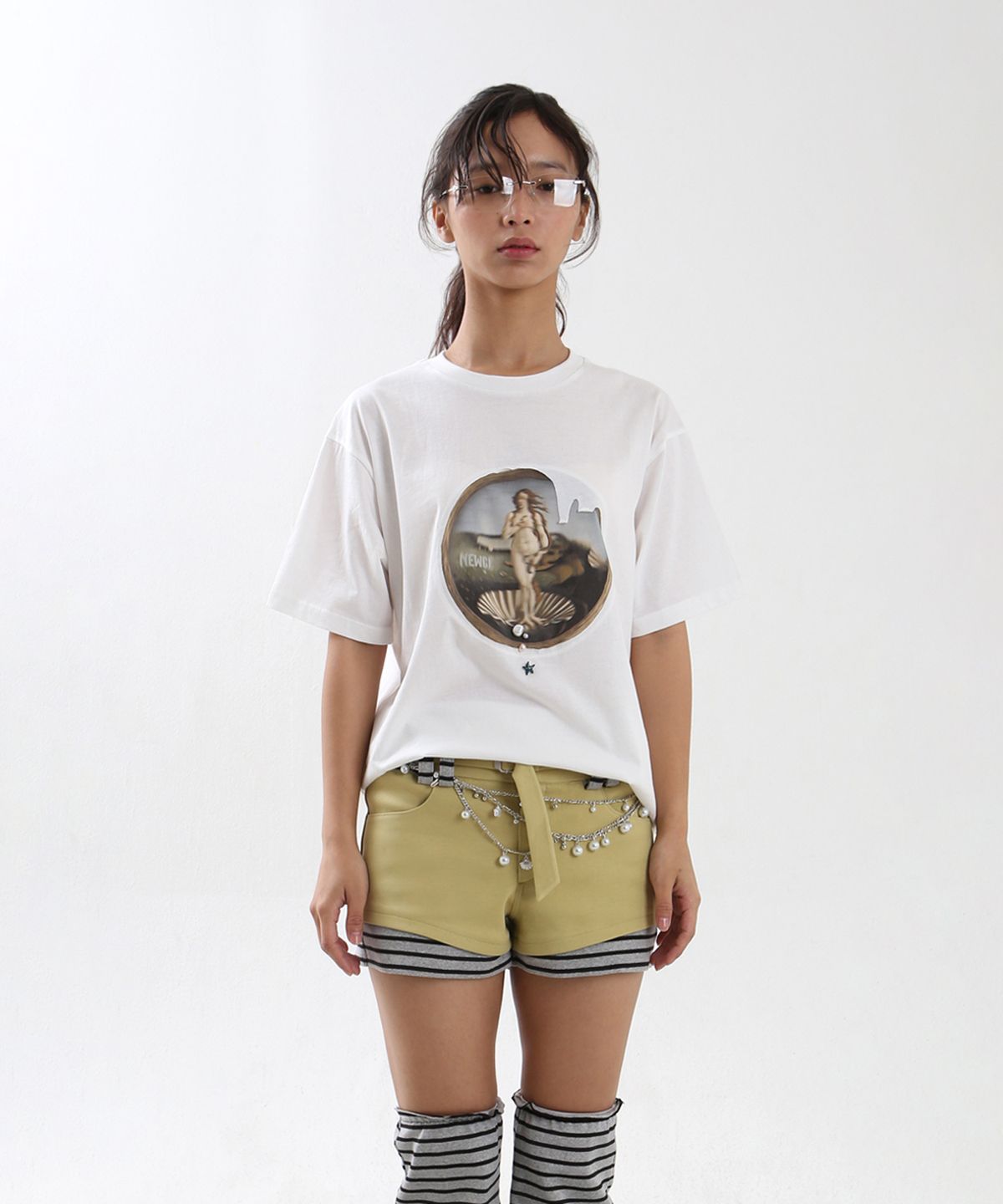 뉴제(NEWGE) Layered Belted Shorts (YELLOW)
