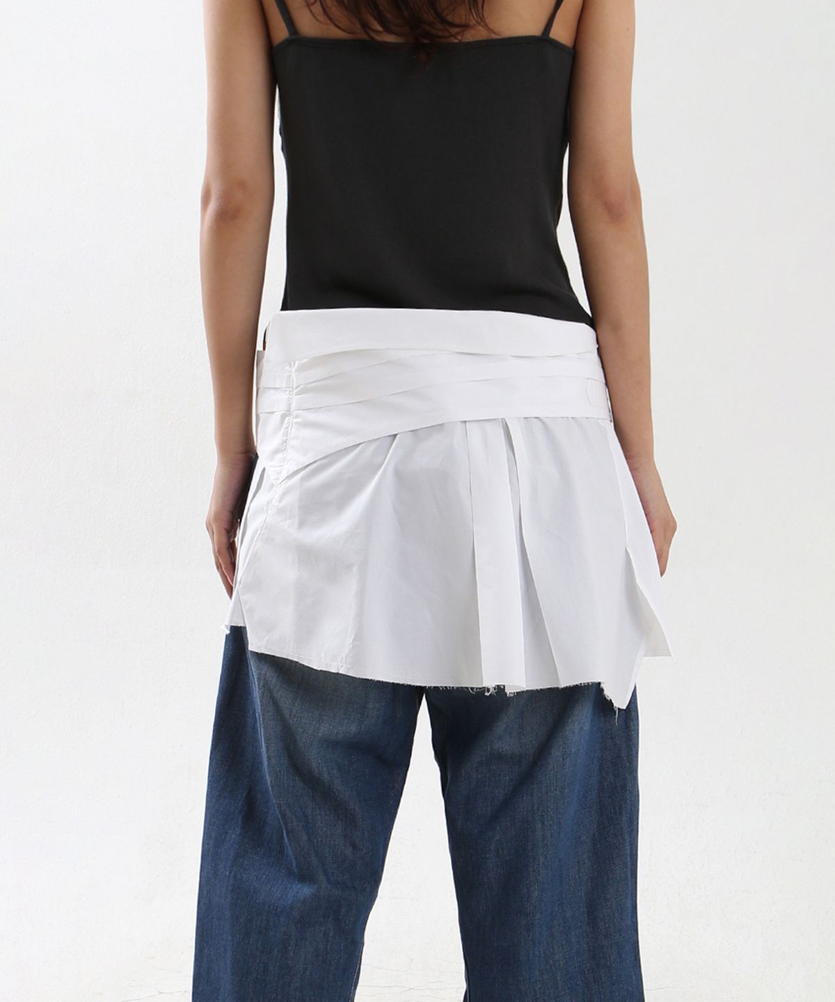 뉴제(NEWGE) Shirt-shaped wrap skirt (WHITE)