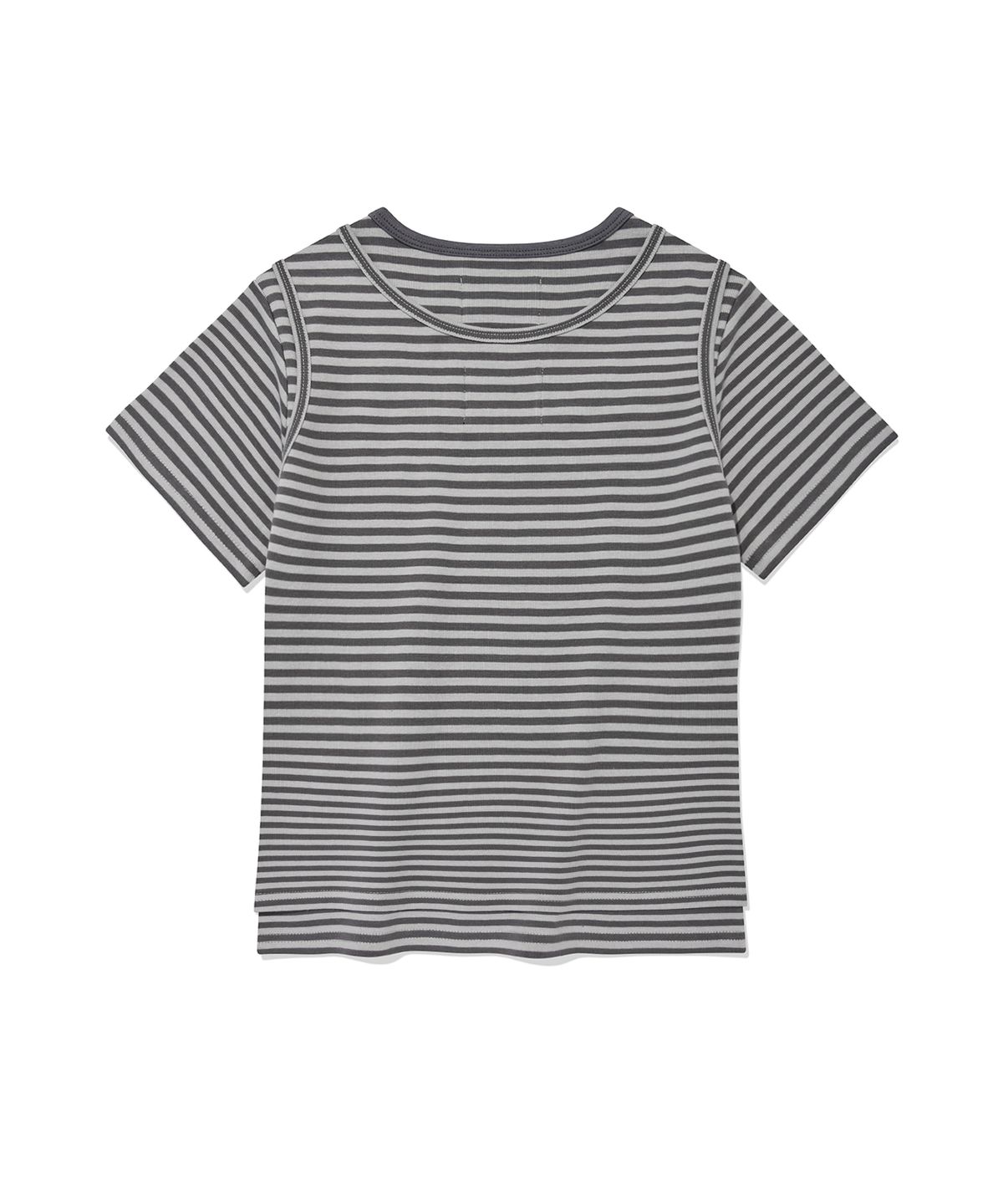 리트리버클럽(RETRIEVER CLUB) LAYERED STRIPE CROP TEE [GRAY]