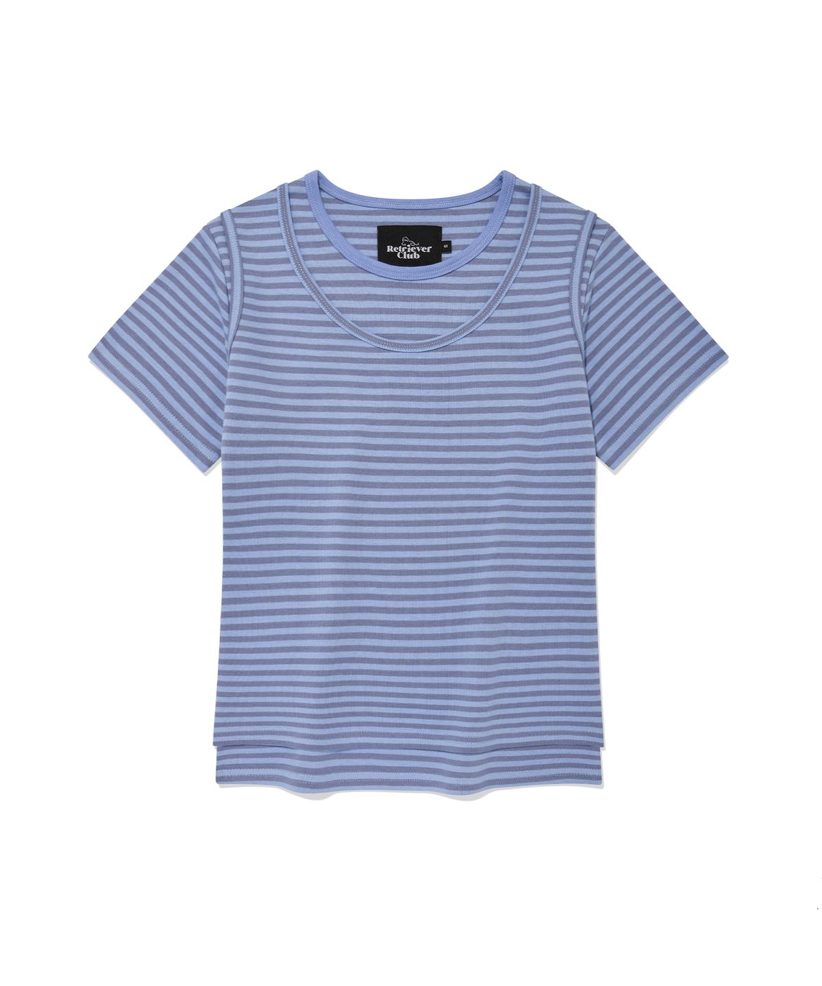 리트리버클럽(RETRIEVER CLUB) LAYERED STRIPE CROP TEE [BLUE]