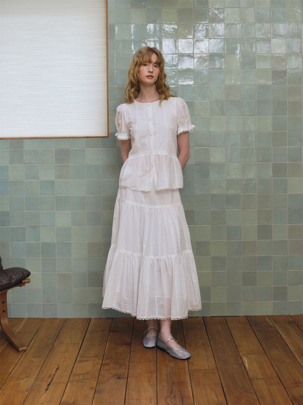 오앨(OUEL) LACE PUFF COTTON BLOUSE_WHITE