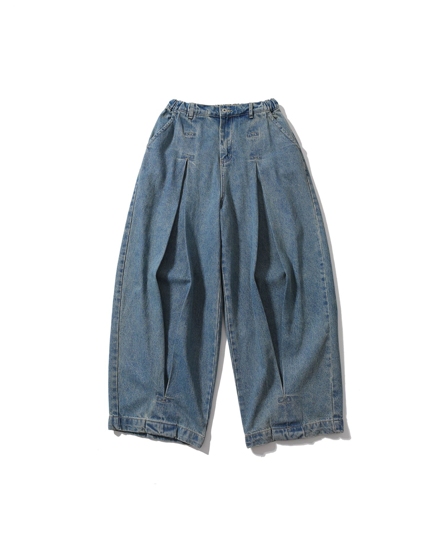 MUSINSA | ANGLAN Long Tuck Wing Balloon Denim Pants - Washed Blue