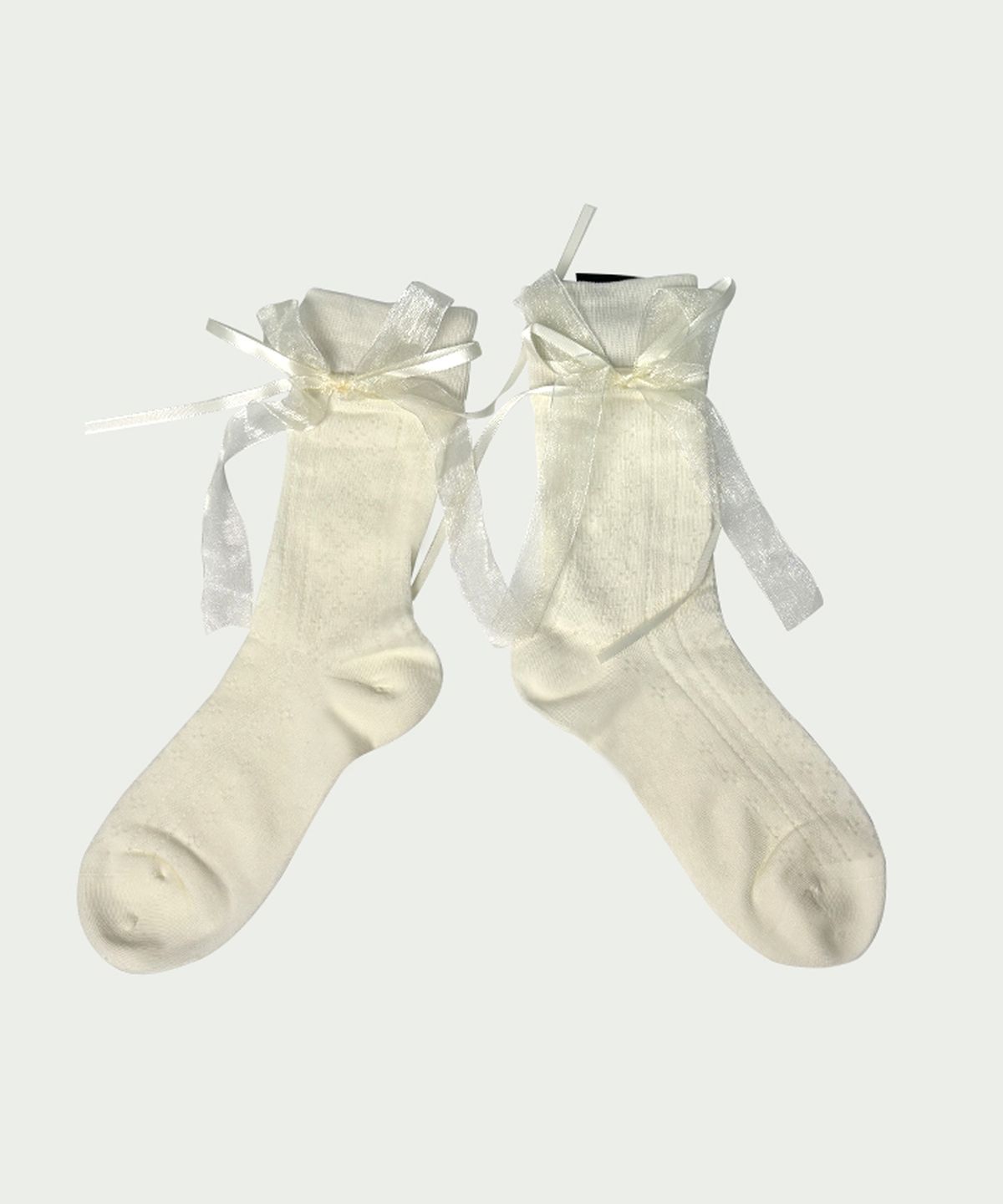 로맨틱타이거(ROMANTIC TIGER) double bow socks white
