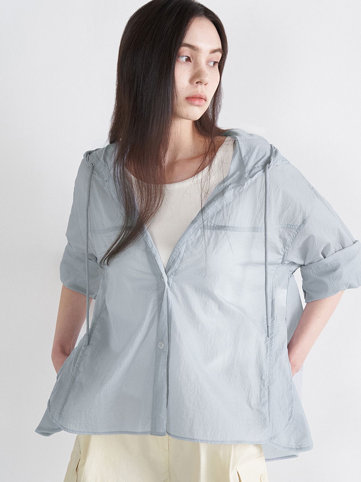 더엘로(THEELO) Washer Hood Shirts(Sky Blue)